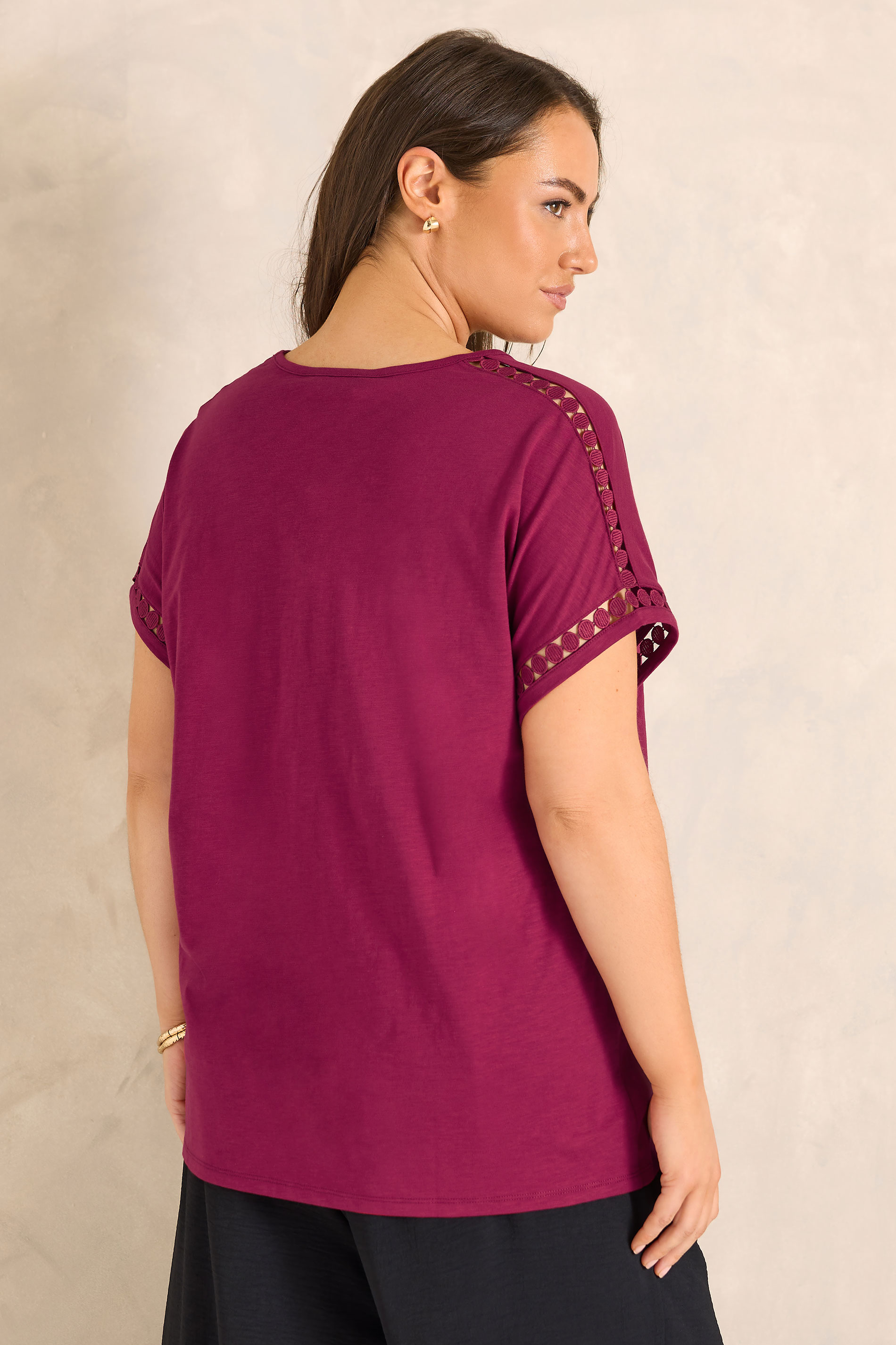 EVANS Plus Size Red Crochet Trim T-Shirt | Evans  2