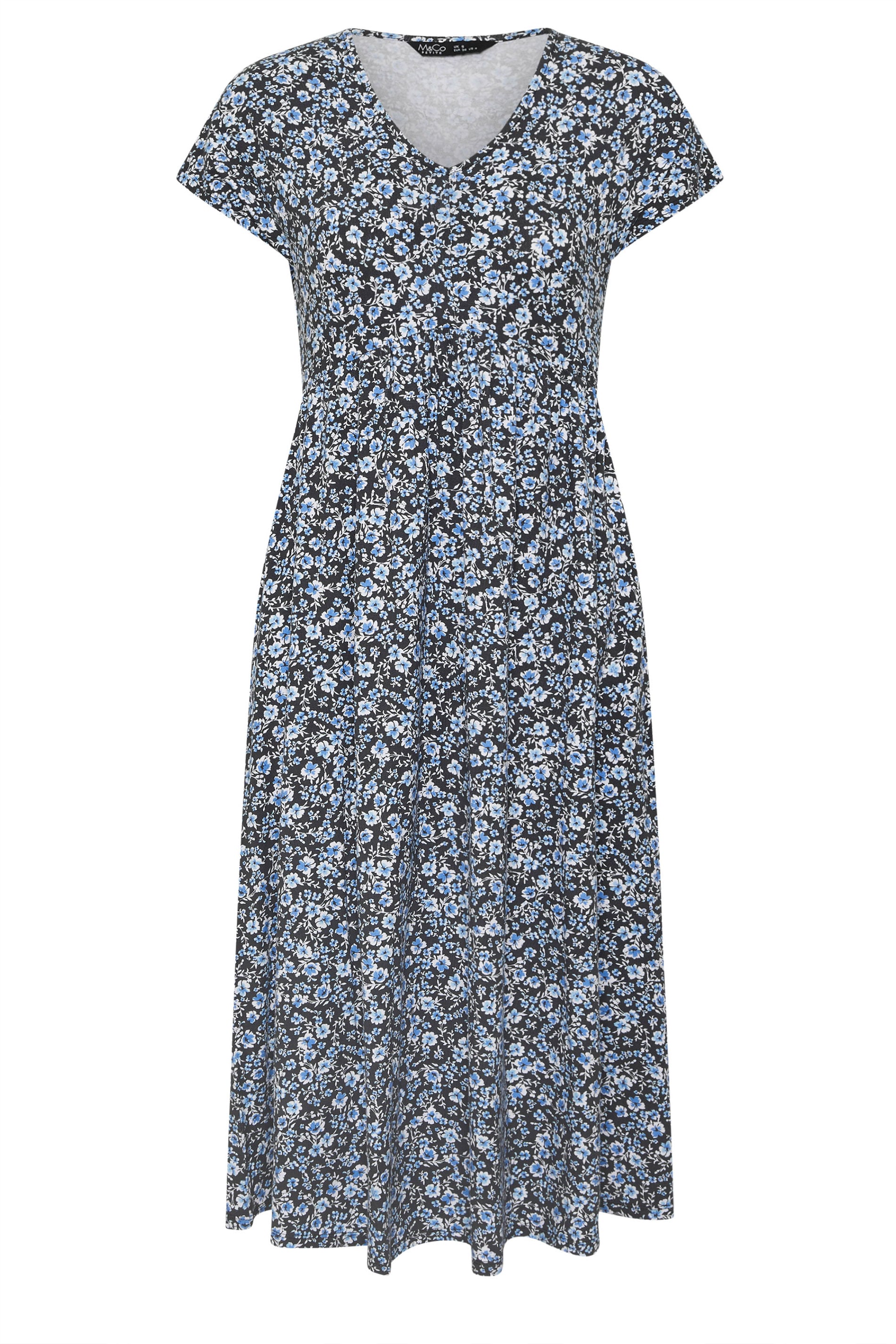 M&Co Petite Black Floral V-Neck Midi Dress | M&Co 5