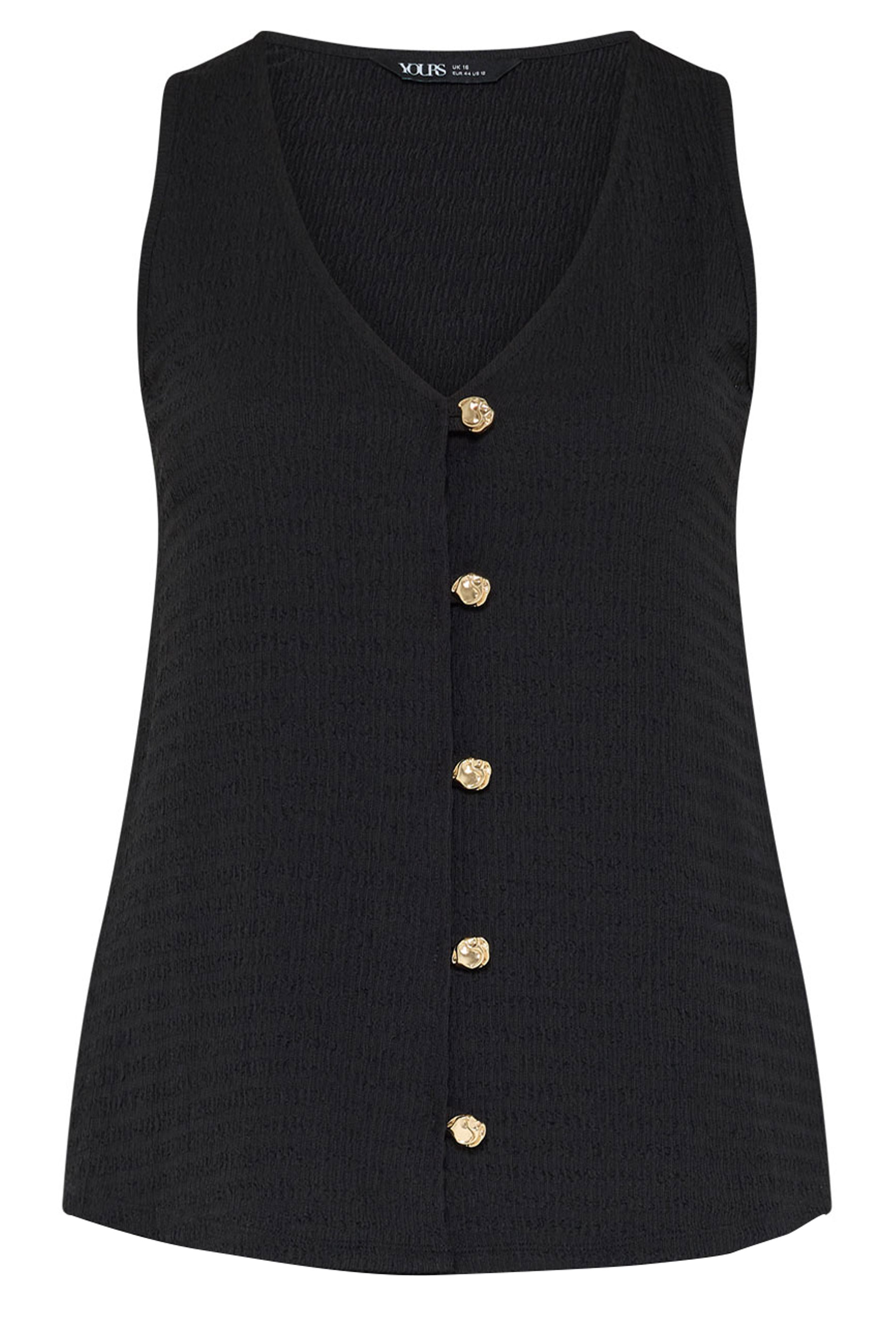 YOURS Plus Size Black Textured Button Through Waistcoat | Yours Clothing 5