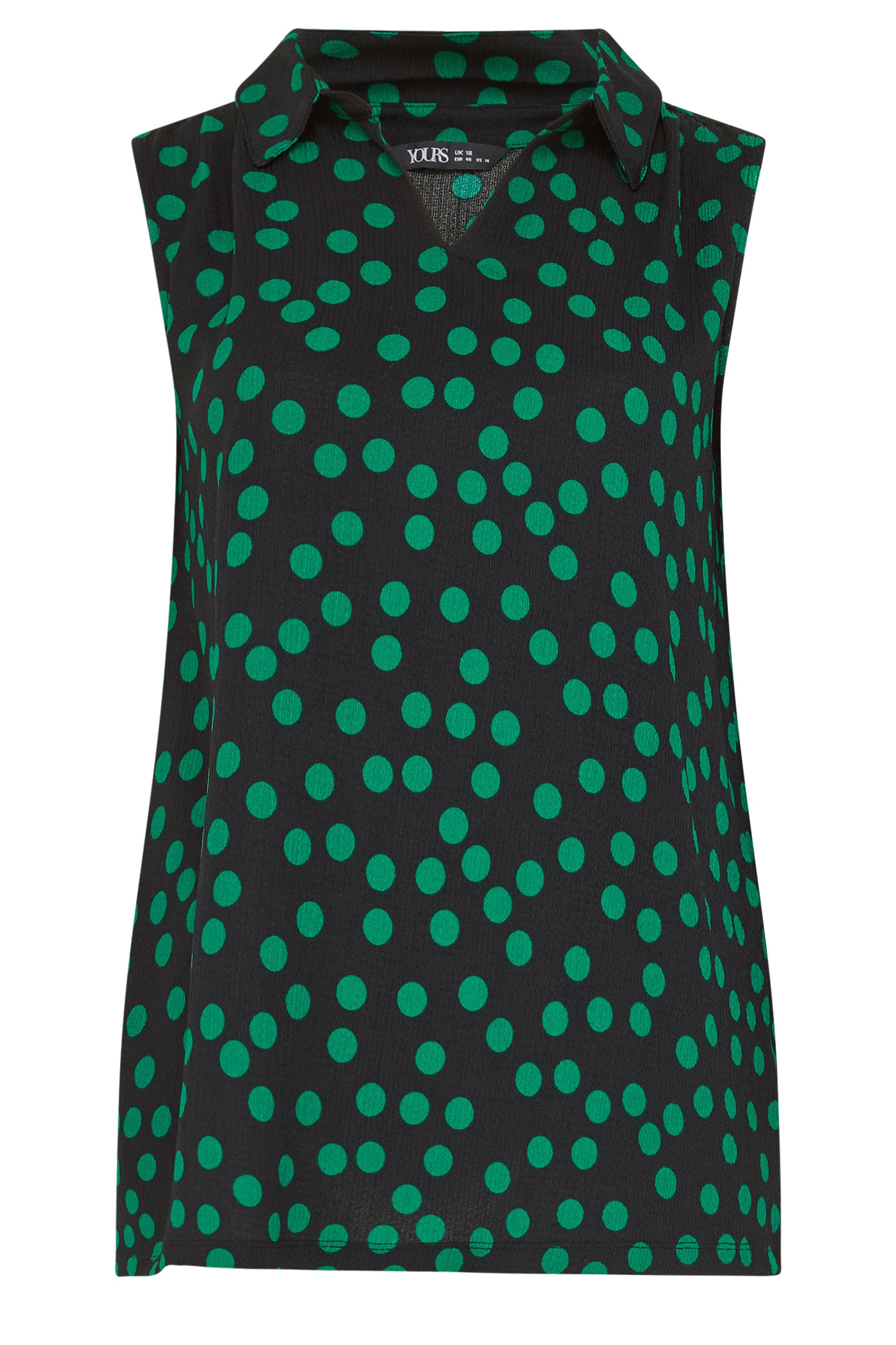 YOURS Plus Size Black Polka Dot Collared Top | Yours Clothing 5