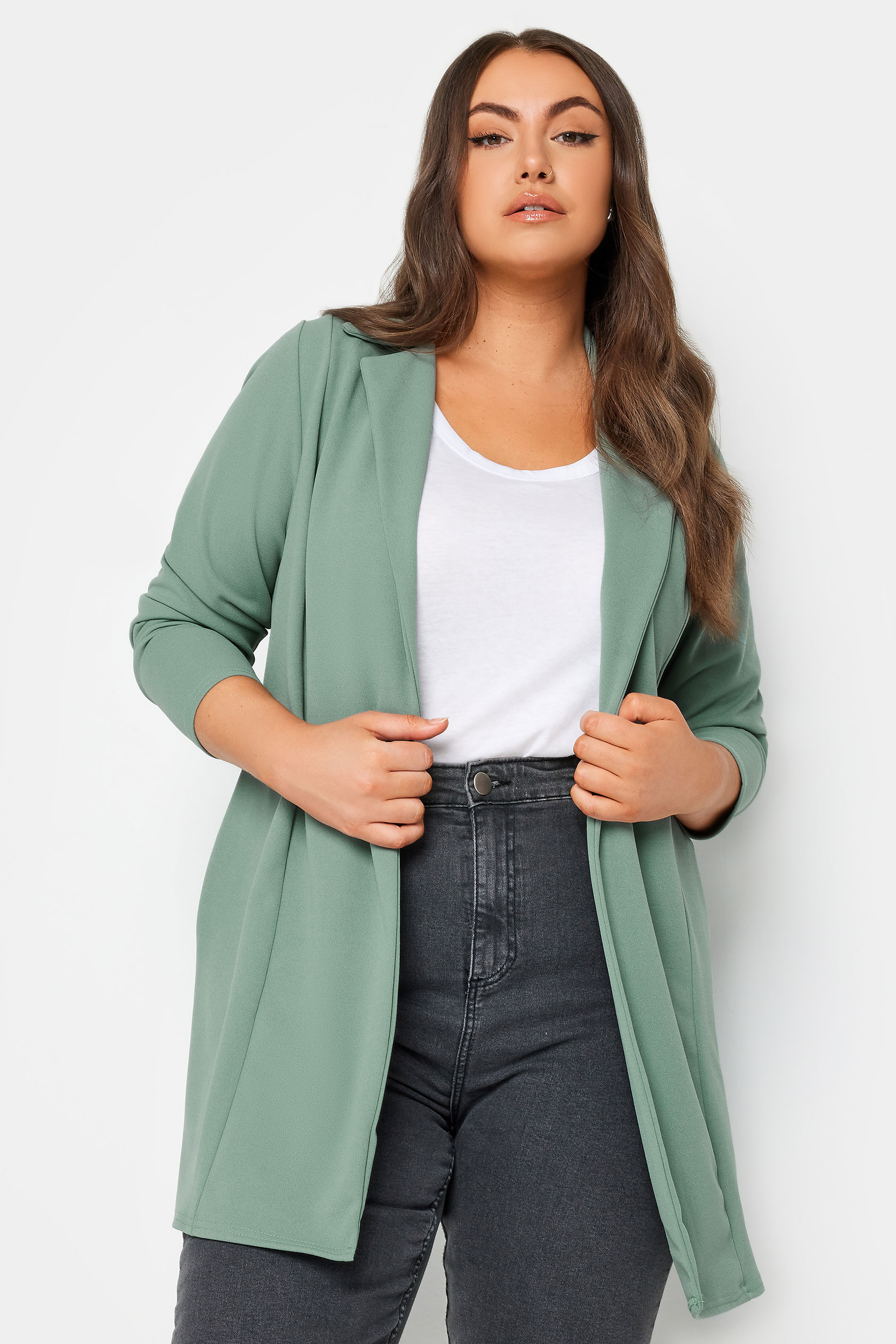 YOURS Plus Size Sage Green Blazer | Yours Clothing 1