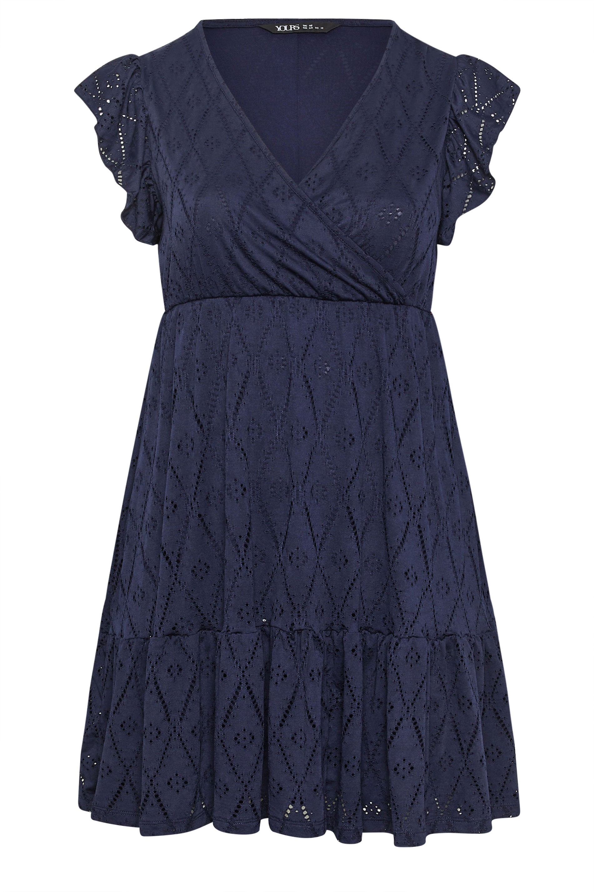 YOURS Plus Size Navy Blue Wrap Pointelle Dress | Yours Clothing 5