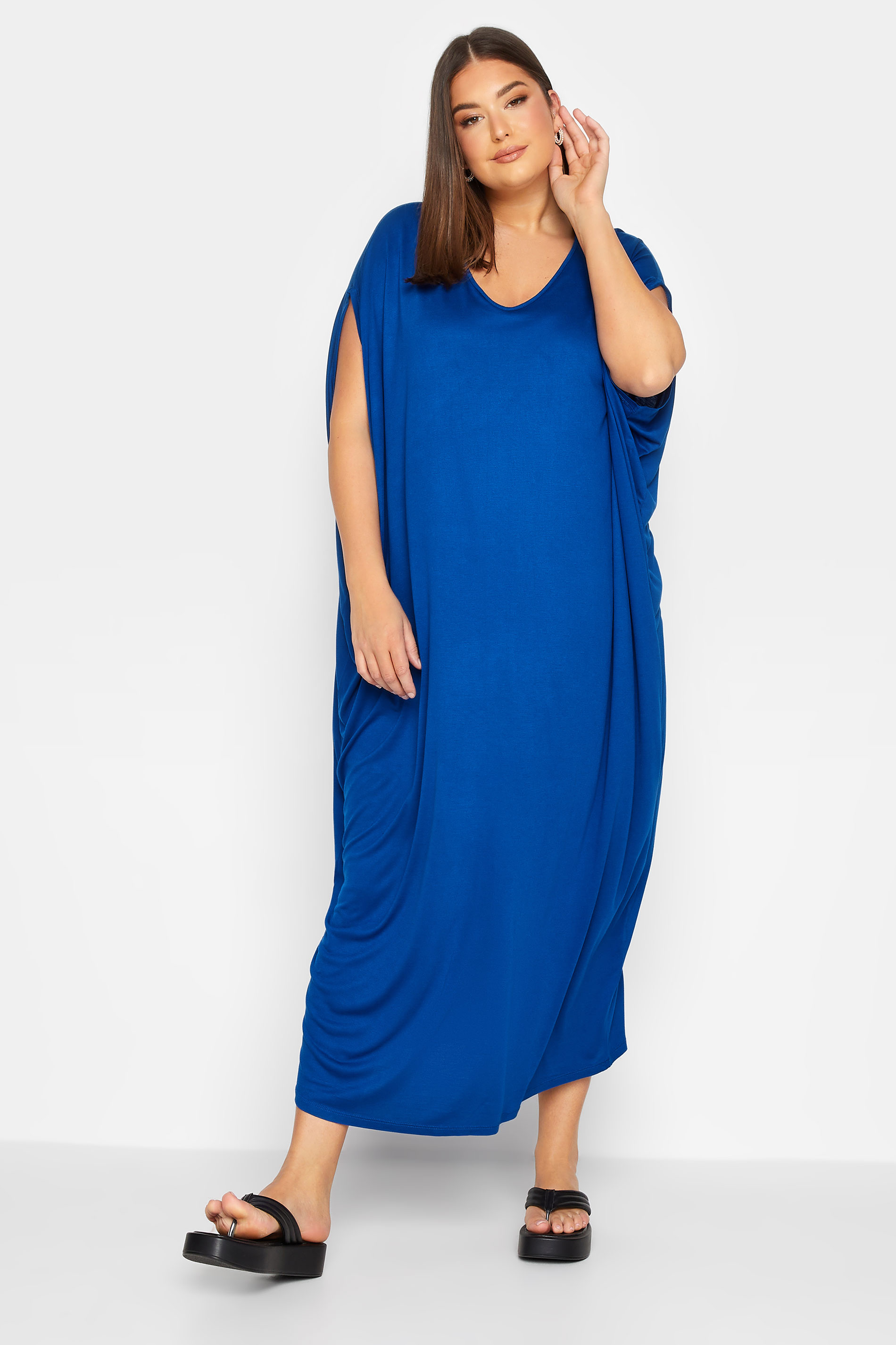 YOURS Plus Size Cobalt Blue Double Layered Midi Dress