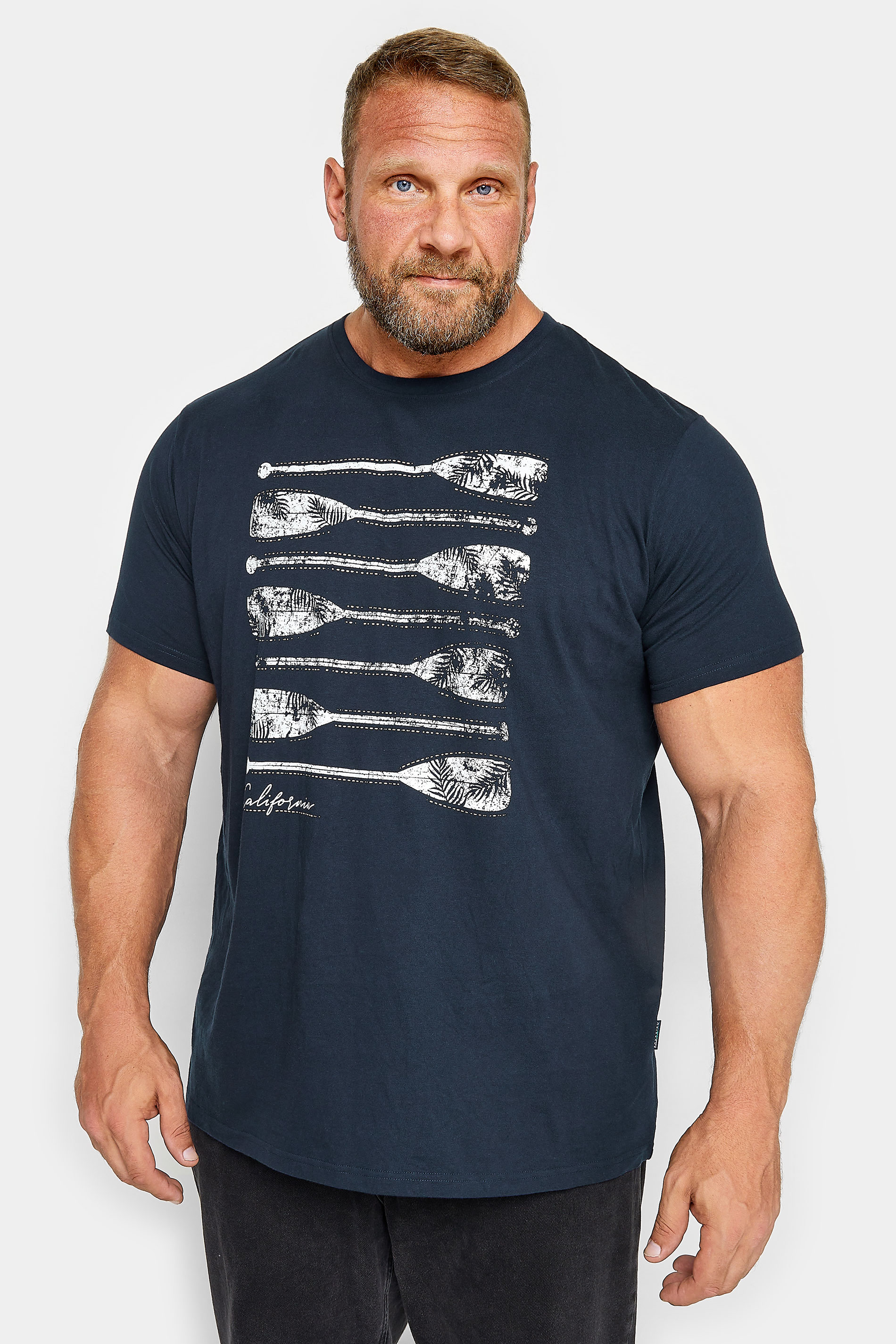 BadRhino Big & Tall Navy Blue Paddle Print T-Shirt | BadRhino 2