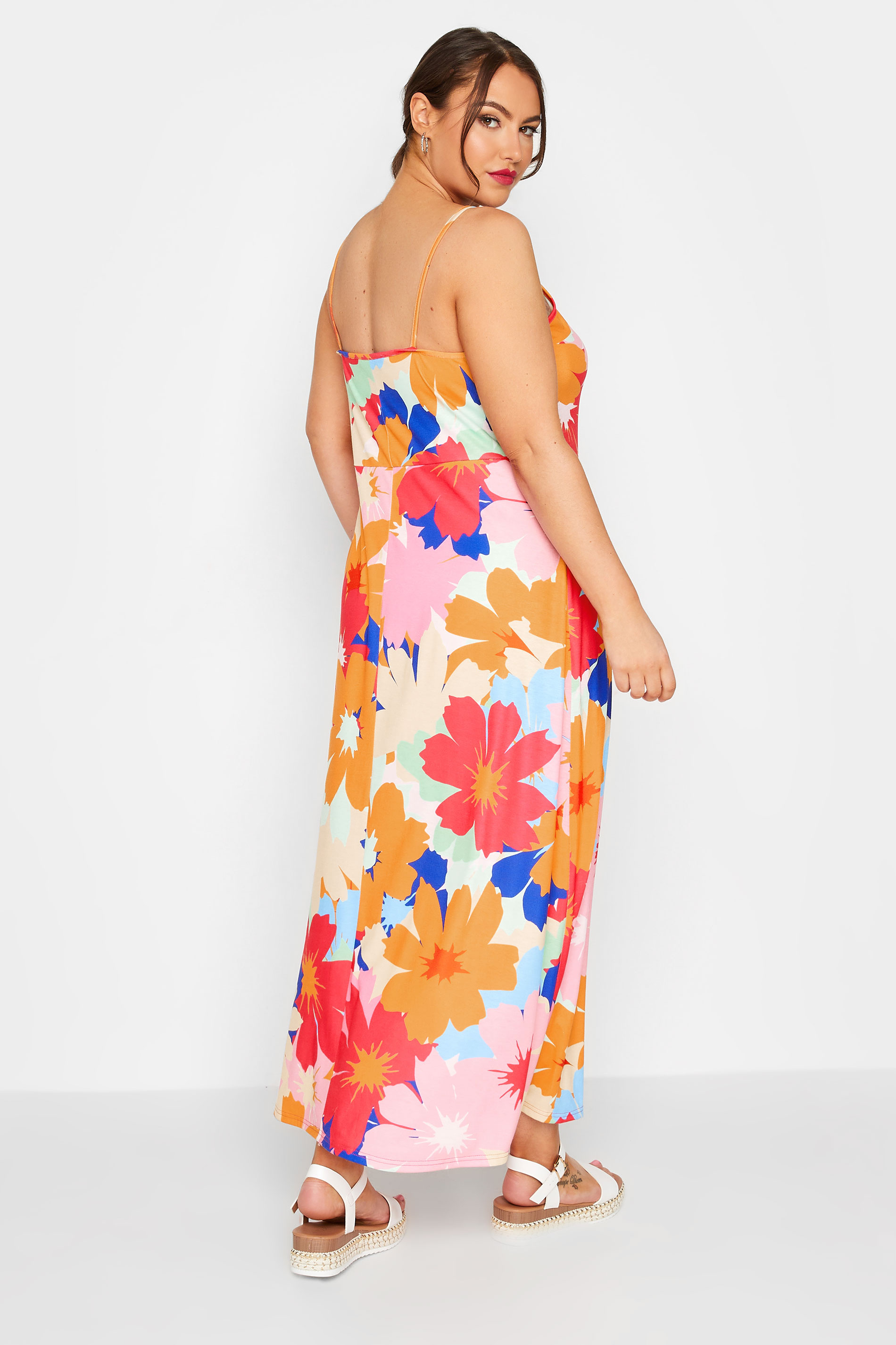LIMITED COLLECTION Plus Size Pink Floral Print Cami Maxi Dress | Yours Clothing 3