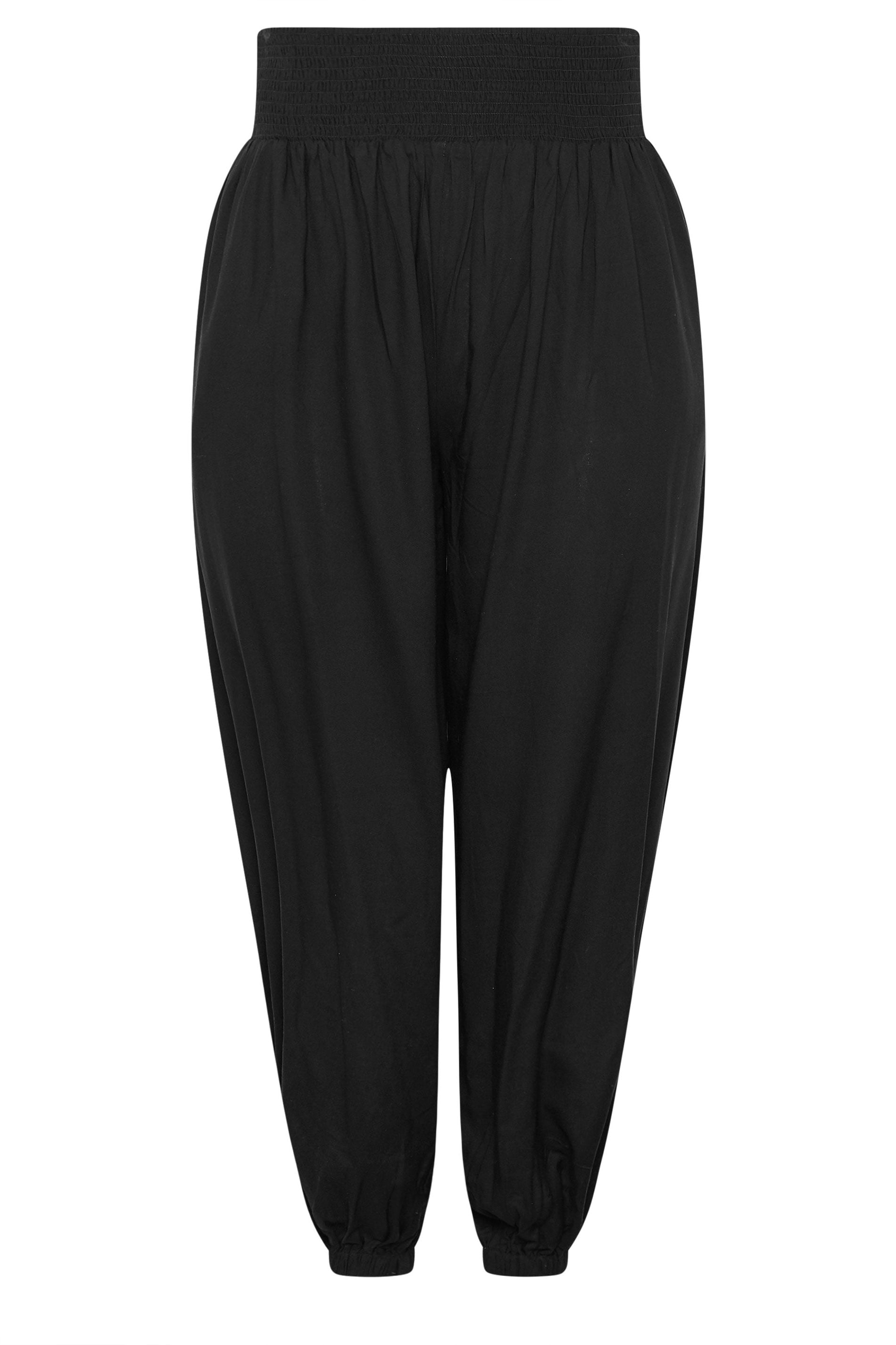 YOURS Plus Size Black Balloon Shirred Waist Trousers | Yours Clothing 5