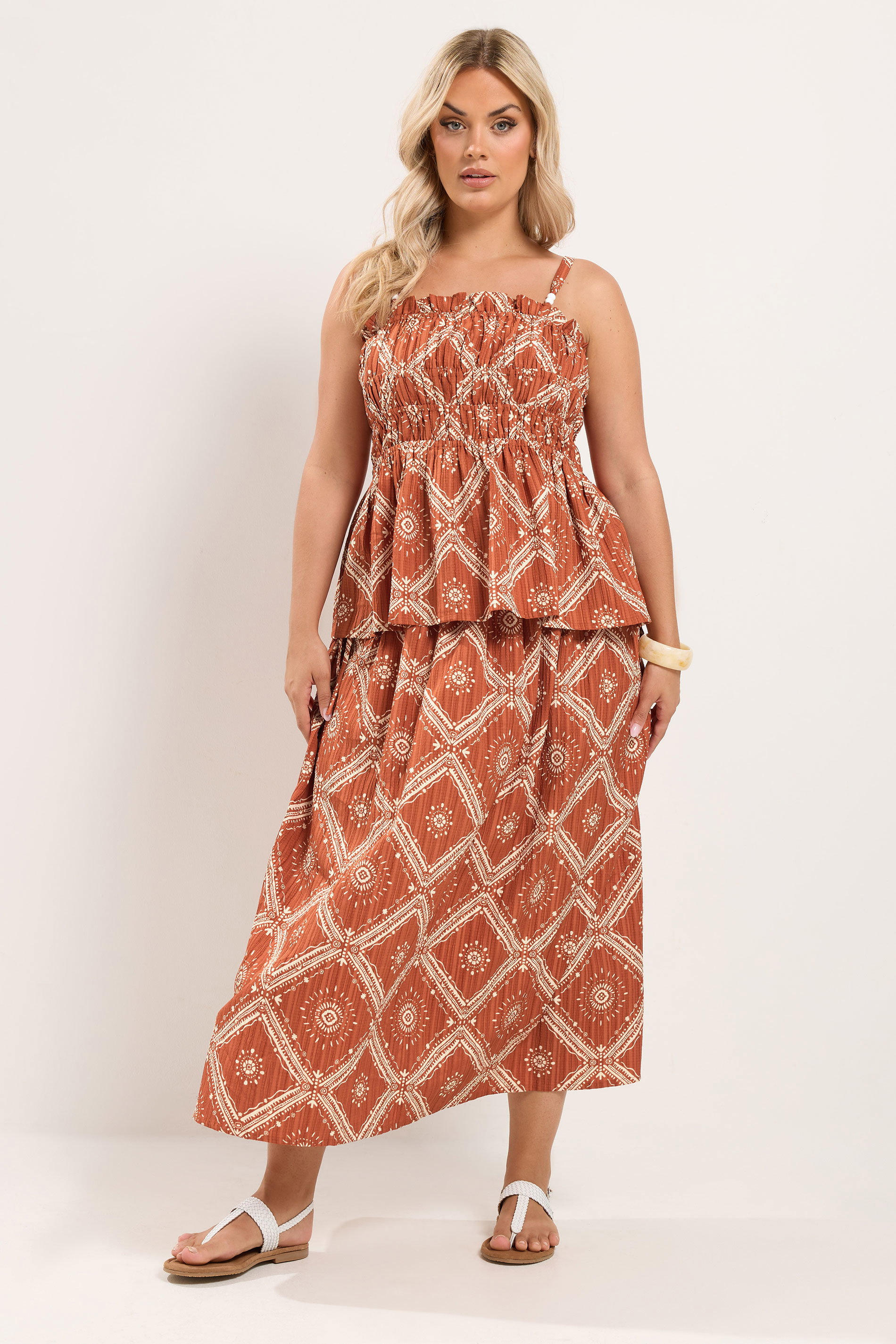 YOURS Plus Size Rust Orange Abstract Vest Top | Yours Clothing 2