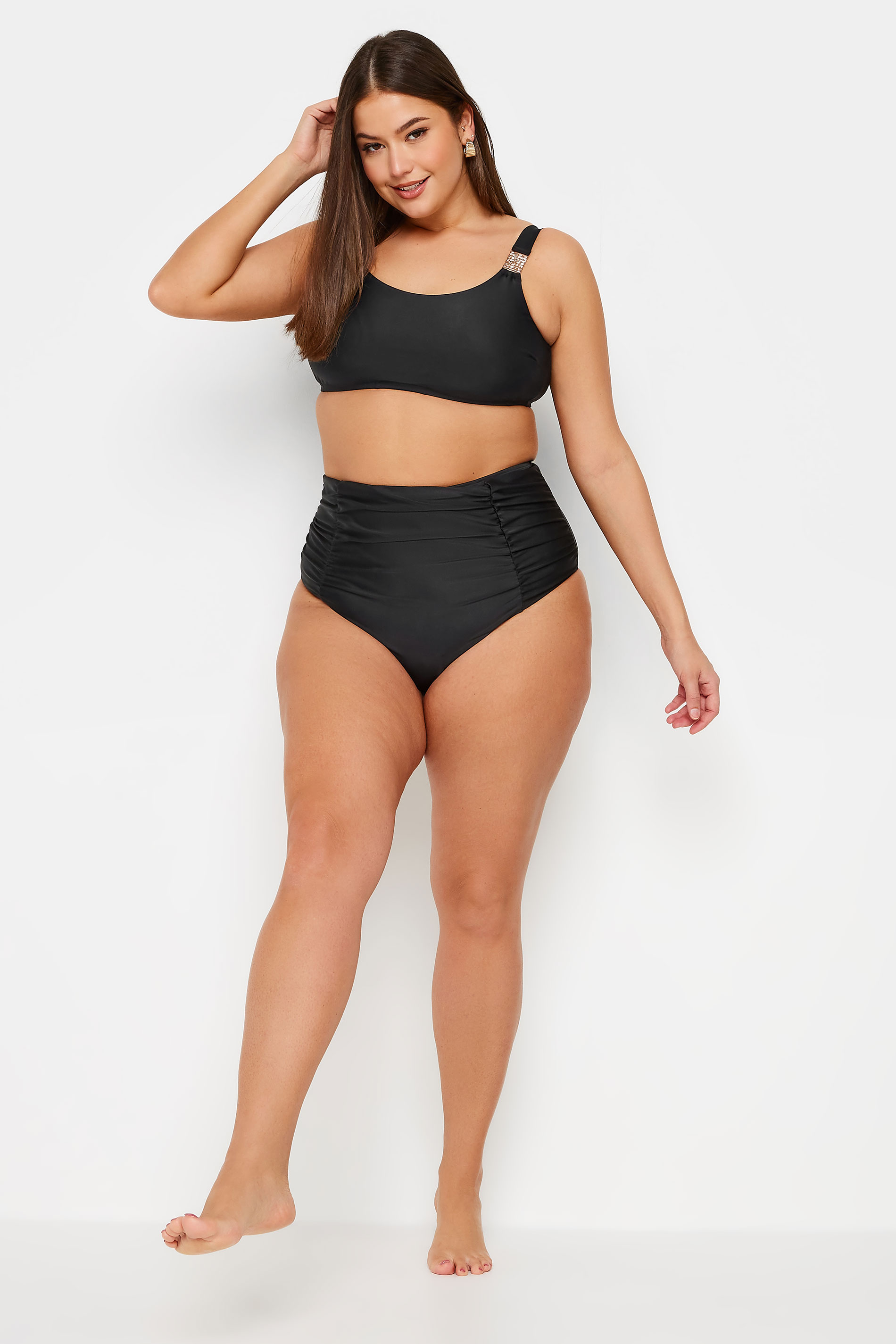 YOURS Plus Size Black Chain Detail Bikini Top | Yours Clothing 3