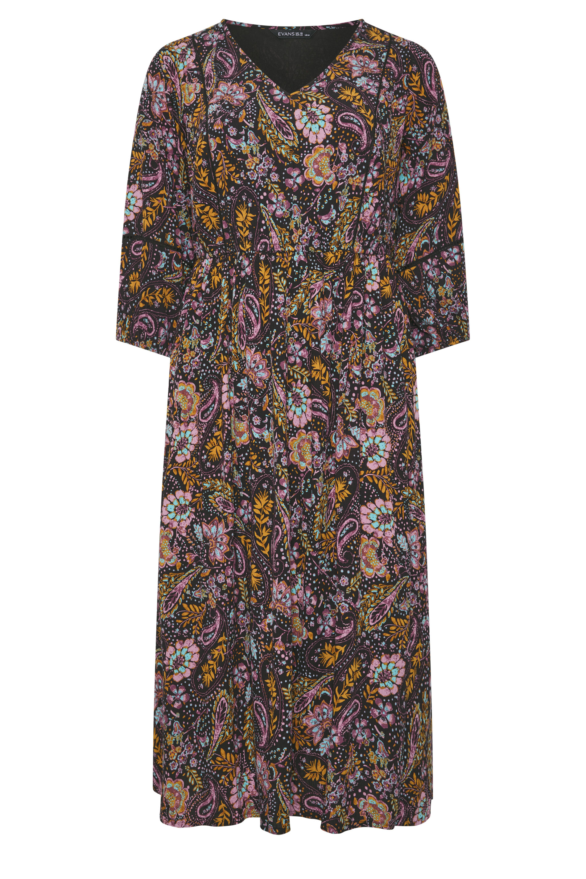 EVANS Plus Size Black Paisley Maxi Dress | Evans 5