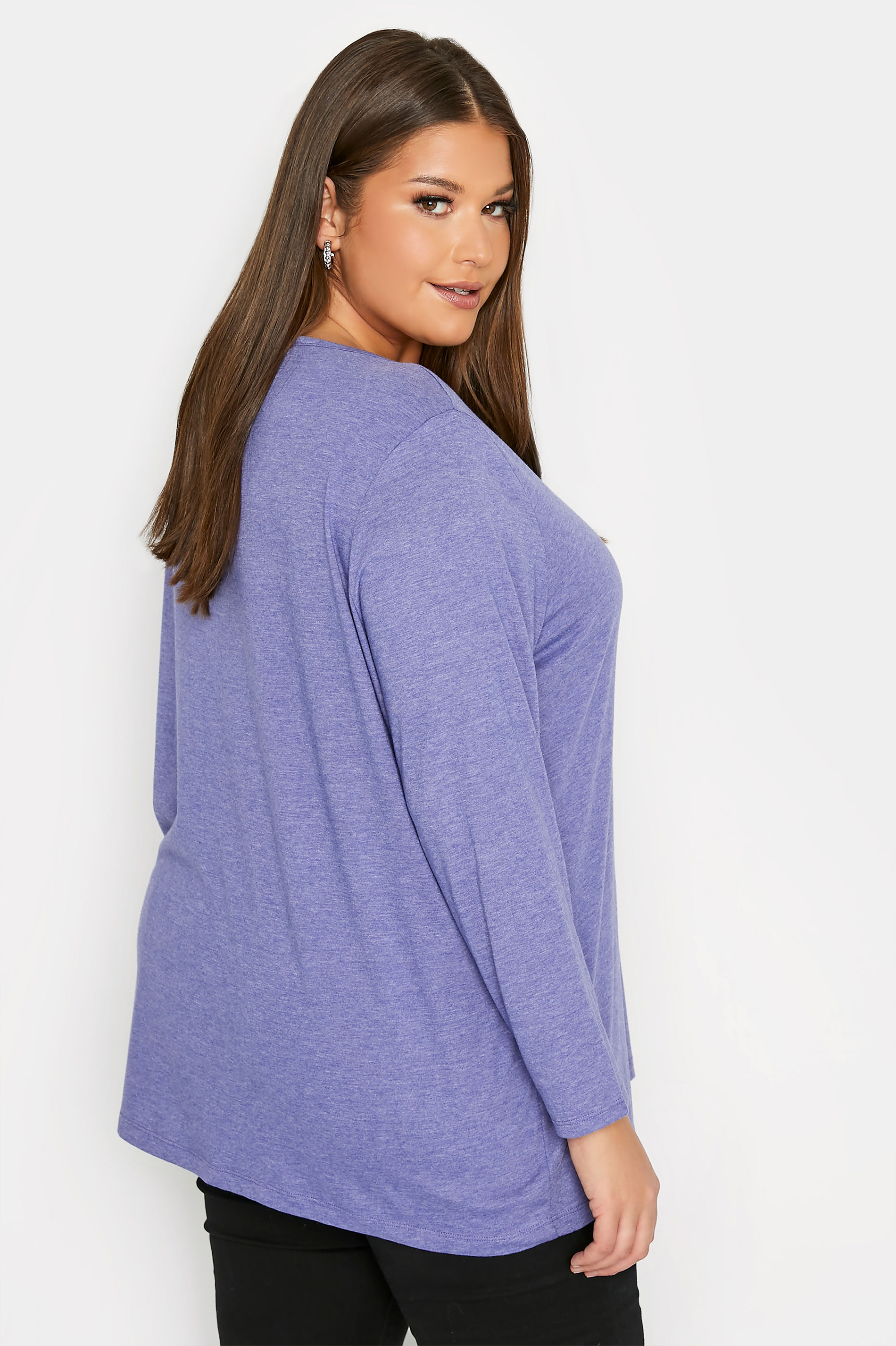 Grande taille  Tops Grande taille  T-Shirts | T-Shirt Violet Manches Longues en Jersey - VI46366