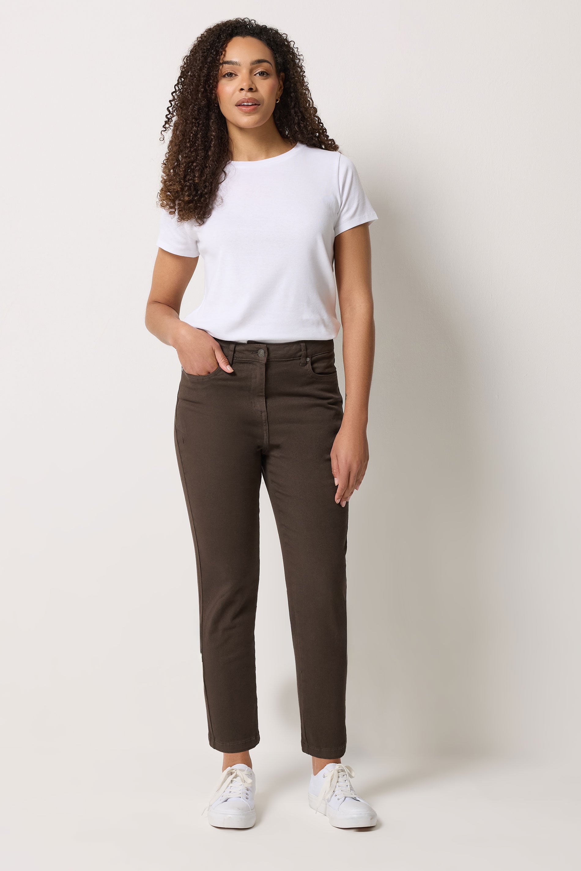 M&Co Chocolate Brown Ankle Grazer Jeans | M&Co 2