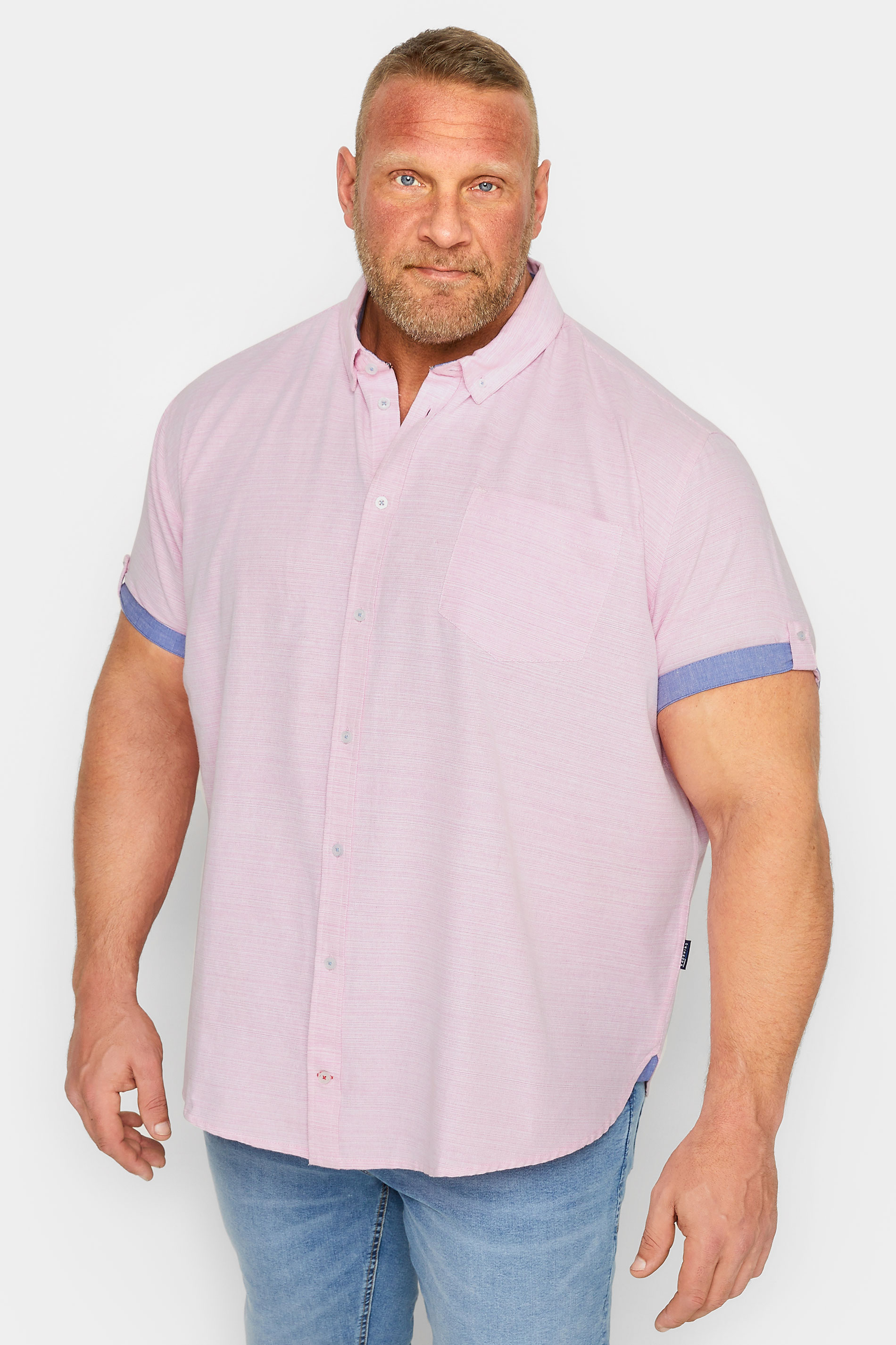 BadRhino Big & Tall Pink Cotton Slub Shirt | BadRhino 1