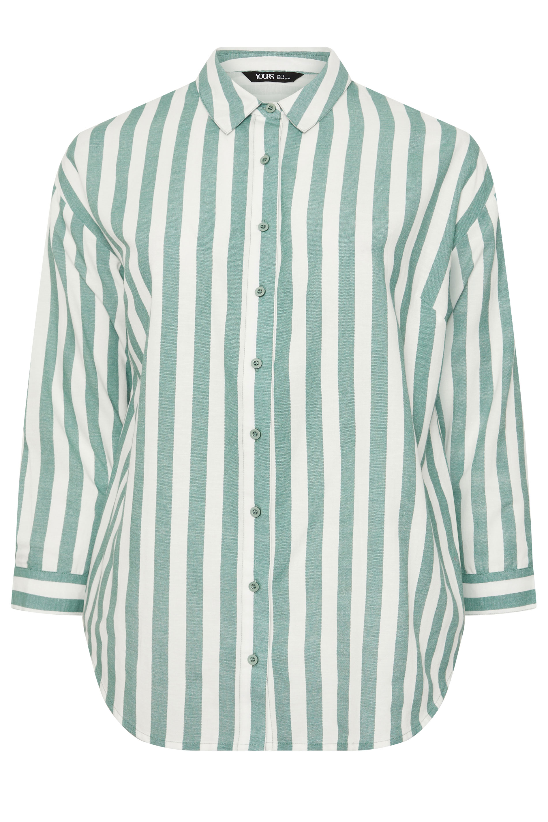 YOURS Plus Size Light Green Stripe Linen Shirt | Yours Clothing 6