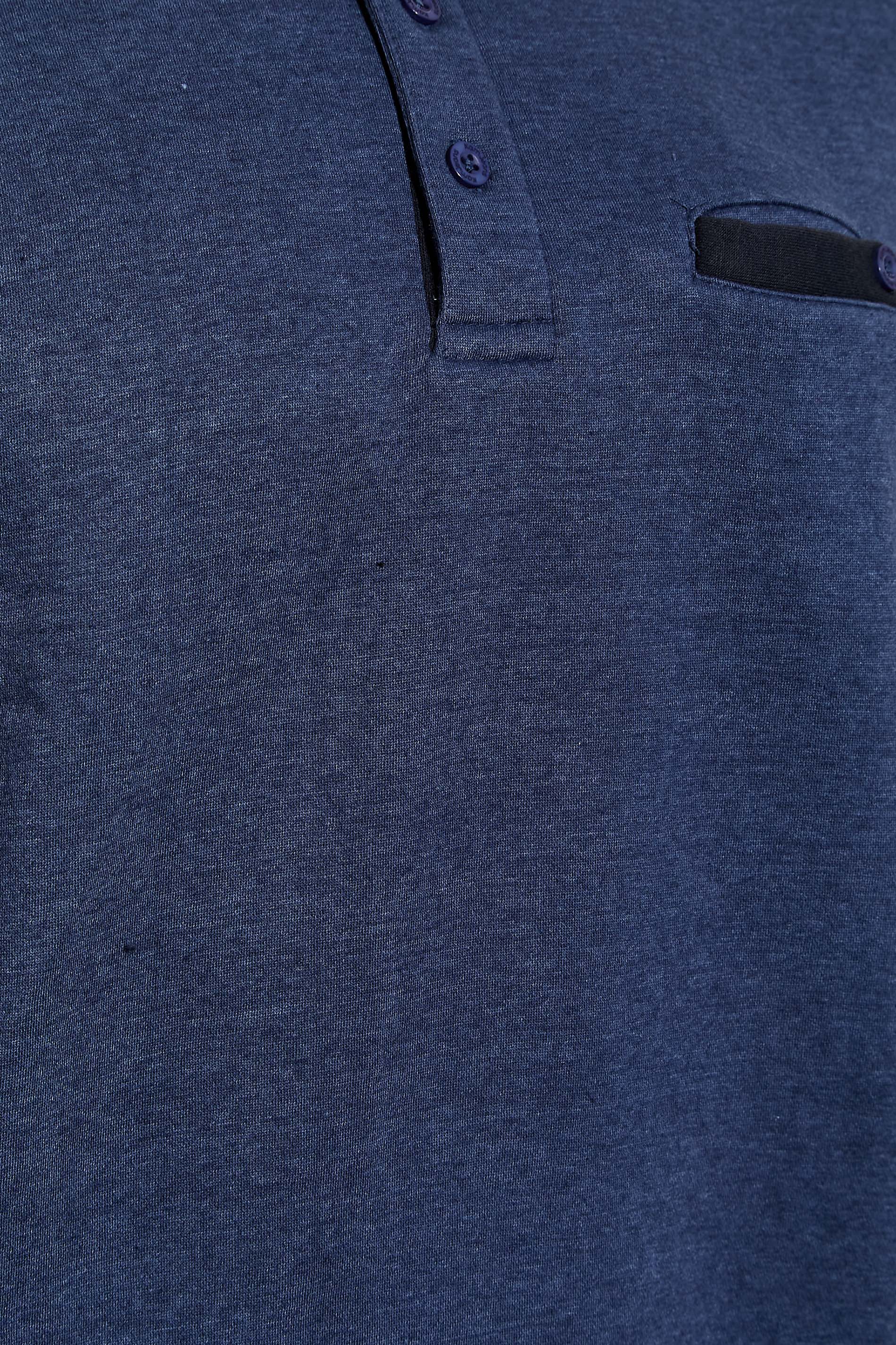 KAM Big & Tall Long Sleeve Dark Blue Polo Shirt | BadRhino 2