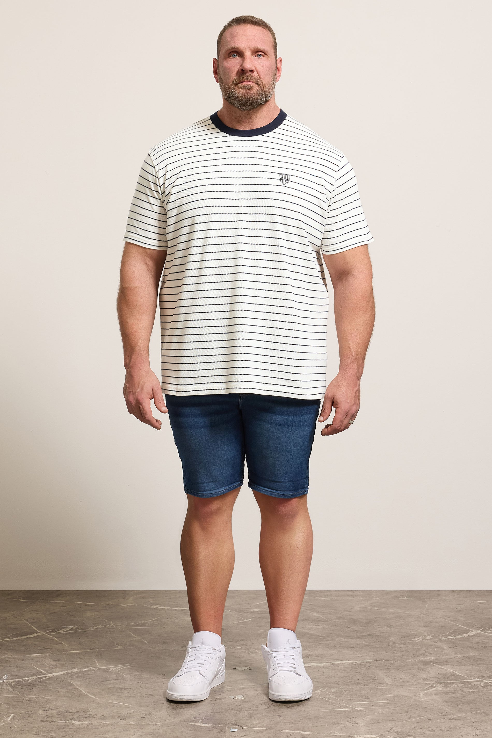 BadRhino Big & Tall Off-White Stripe Pique T-Shirt | BadRhino 1