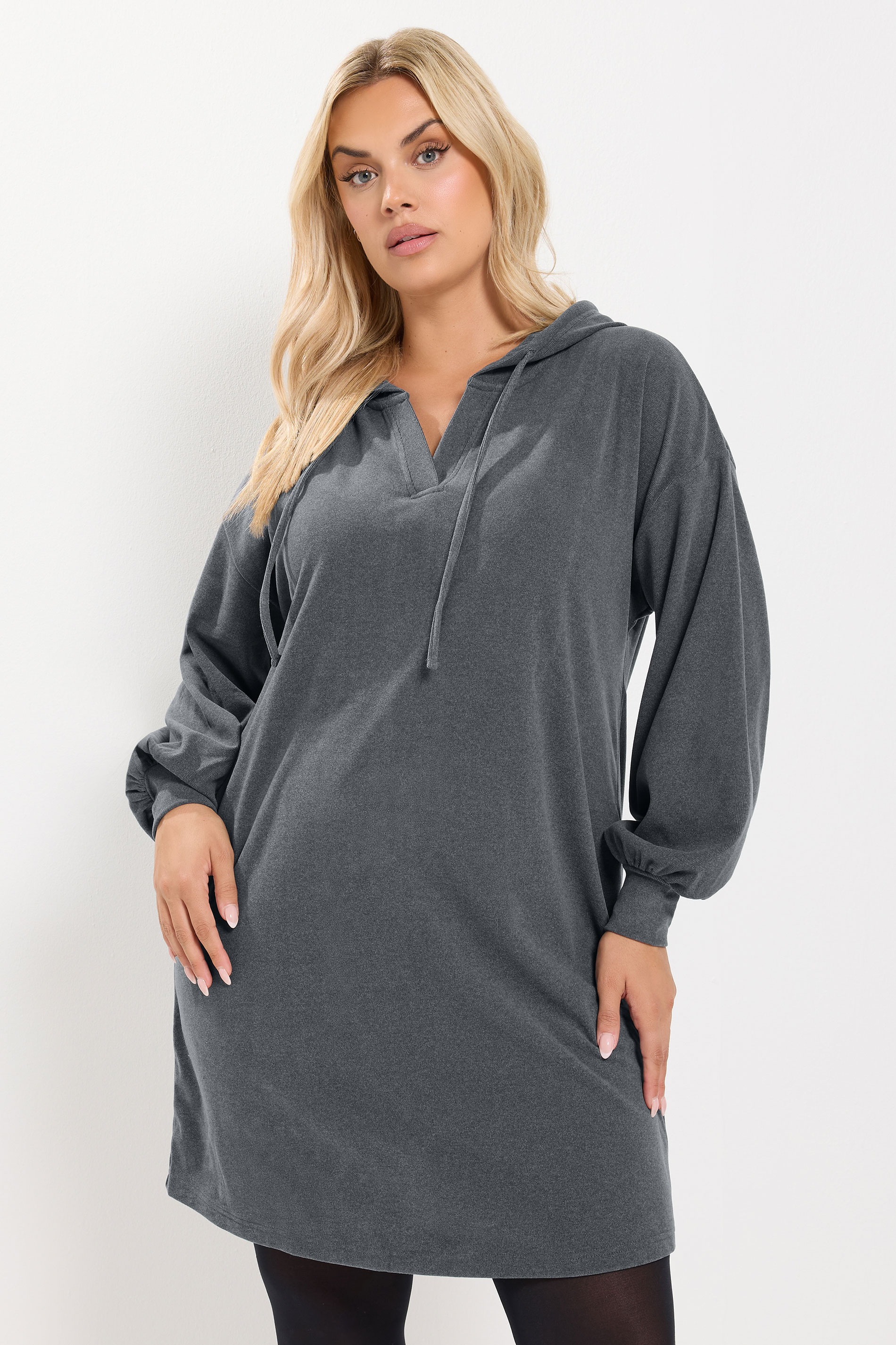 charcoal grey dress plus size YOURS Hoodie color_family:Gray