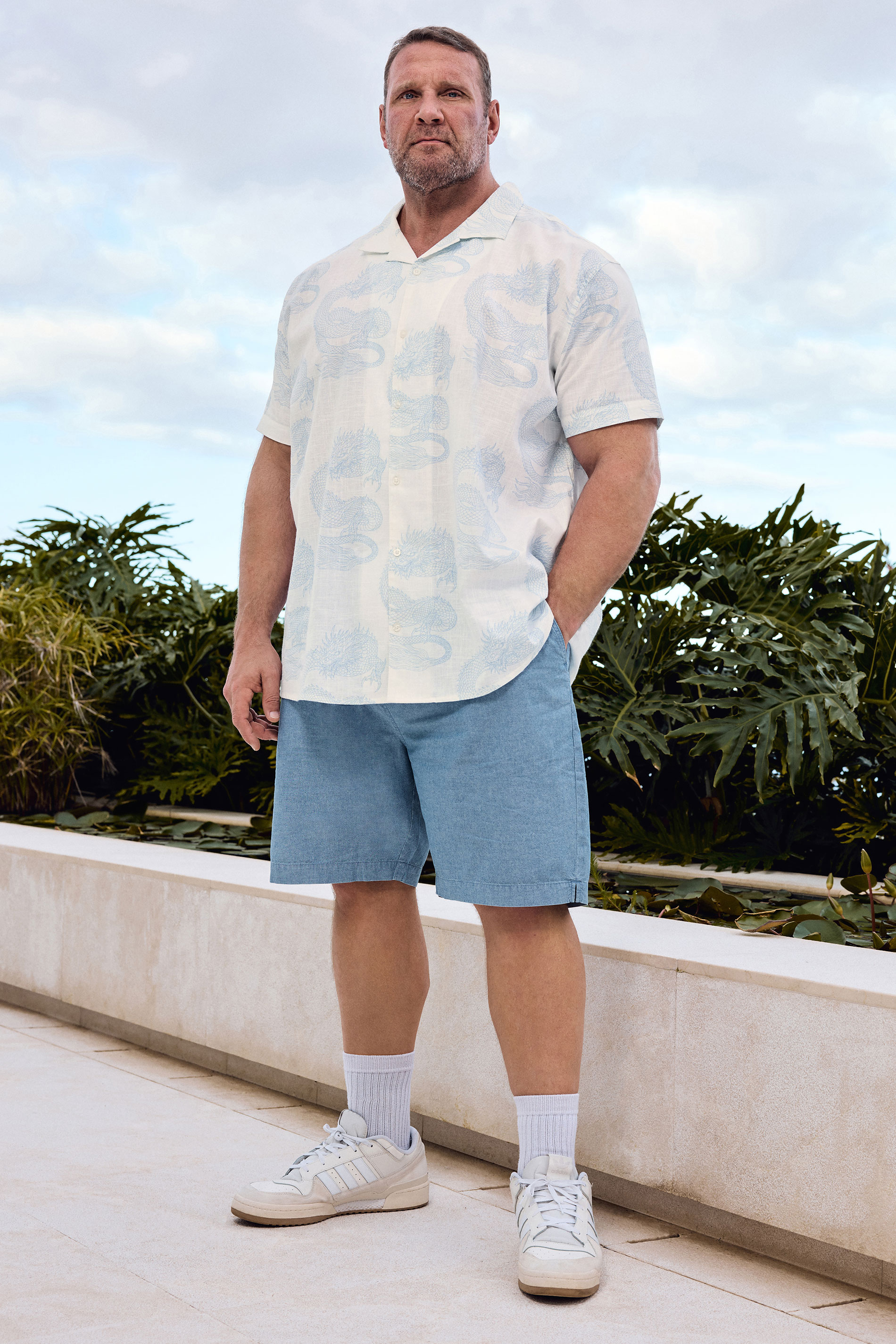 BadRhino Big & Tall White Dragon Print Shirt | BadRhino 3