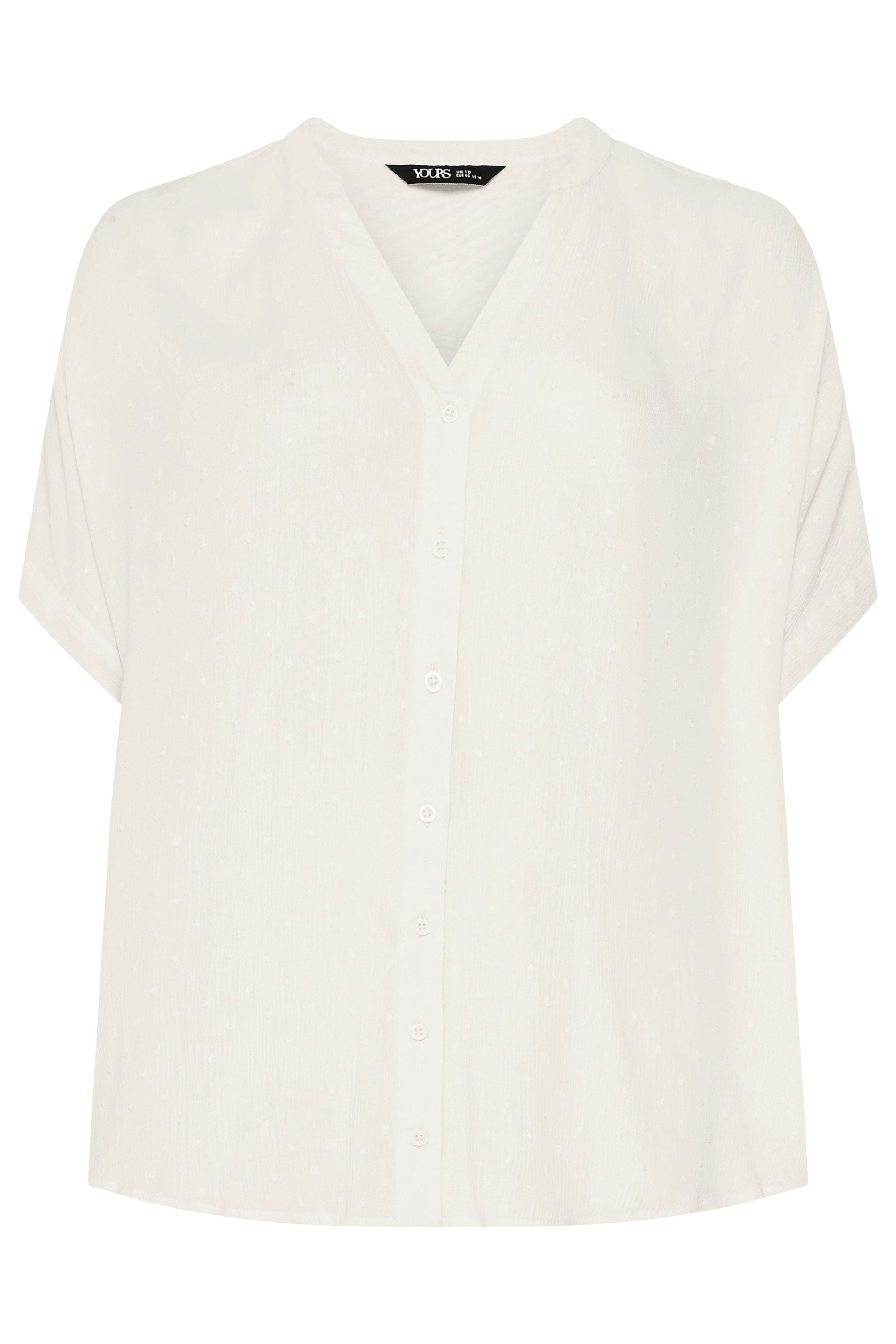 YOURS Plus Size Cream Dobby Notch Neck Blouse | Yours Clothing 5