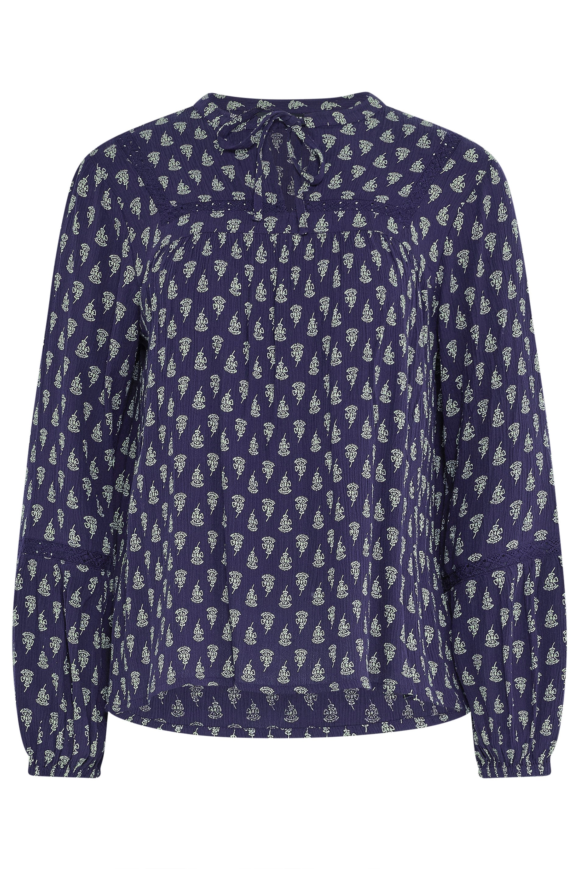 M&Co Navy Blue Aztec Tie Neck Blouse | M&Co 7