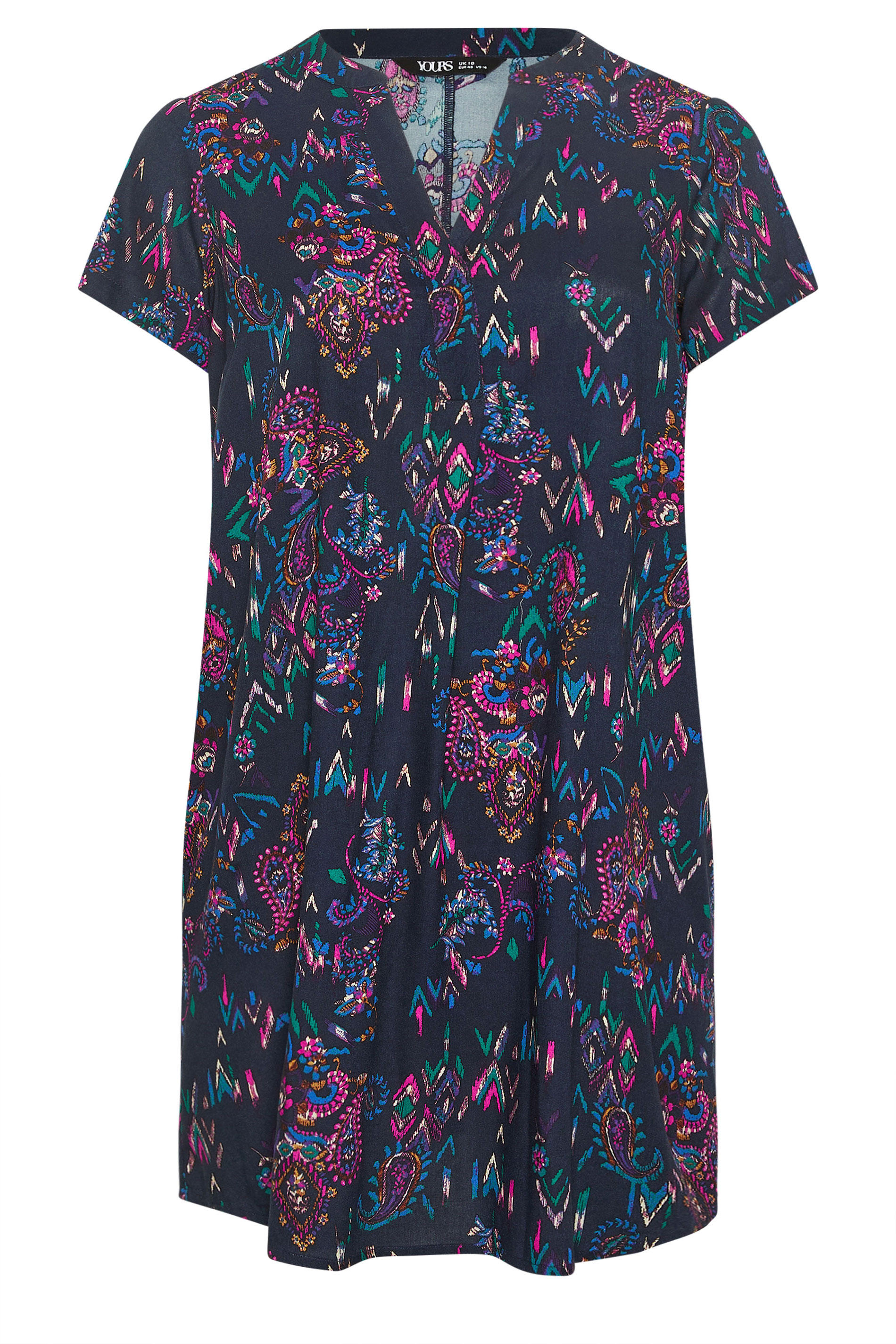 YOURS Plus Size Black Paisley Pleat Front Dress | Yours Clothing 5