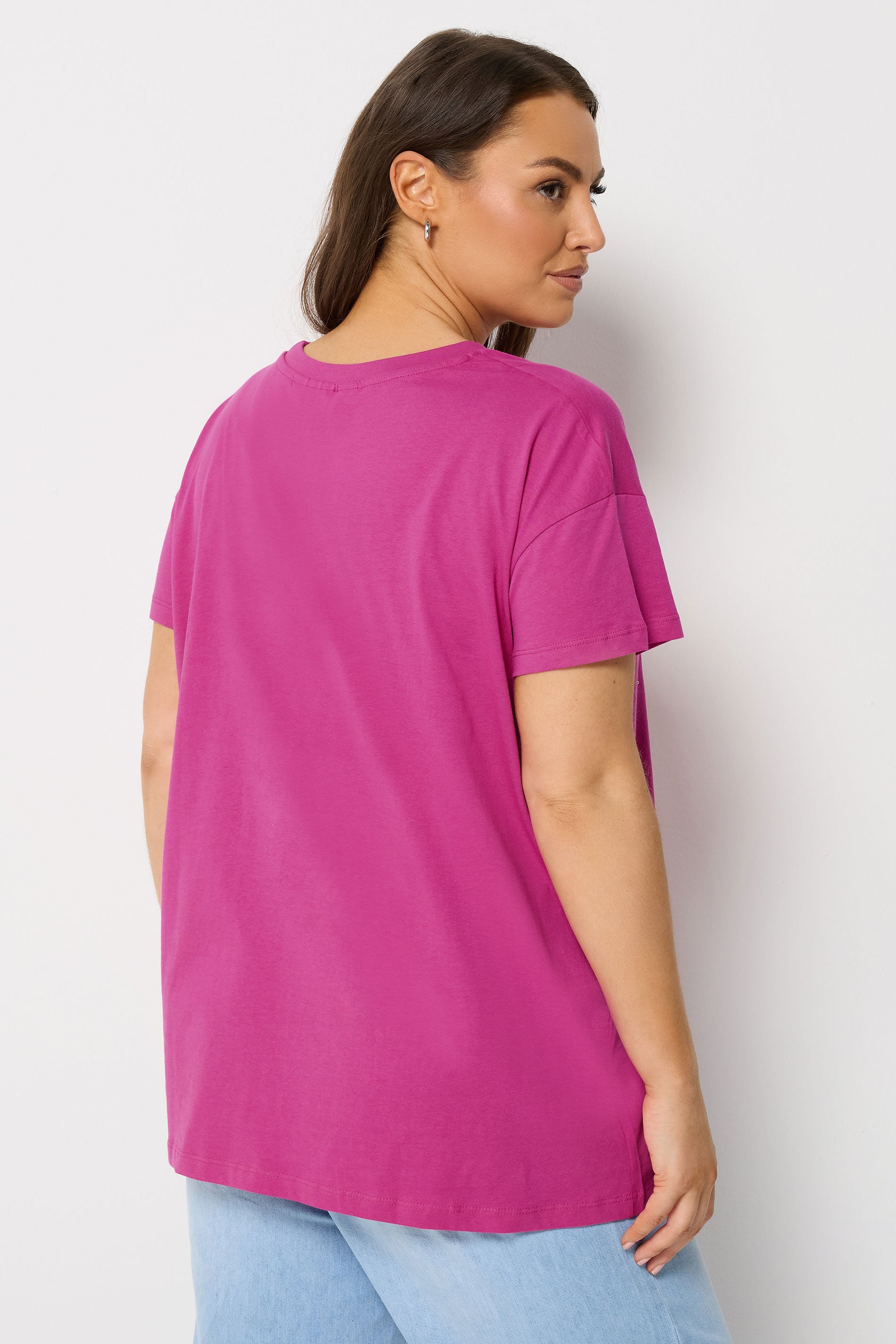 YOURS Plus Size Pink Flower Graphic T-Shirt | Yours Clothing 2