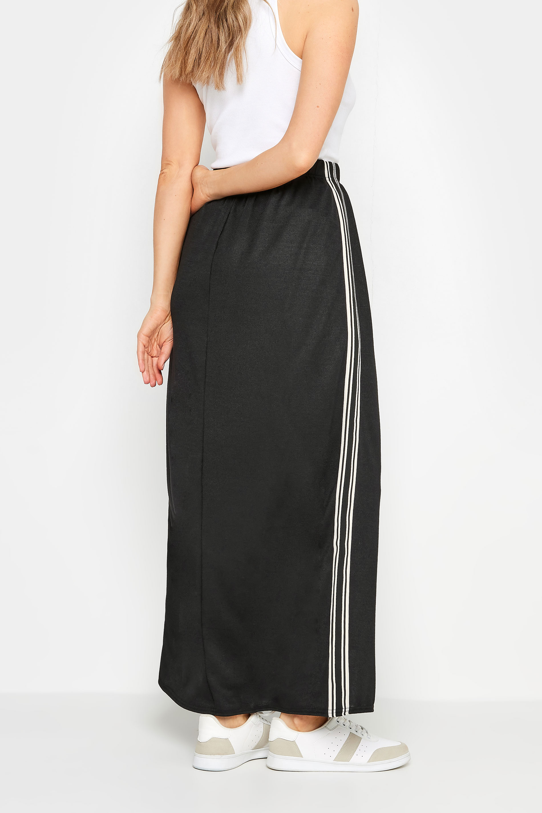 LTS Tall Black Side Stripe Panel Maxi Skirt | Long Tall Sally 3