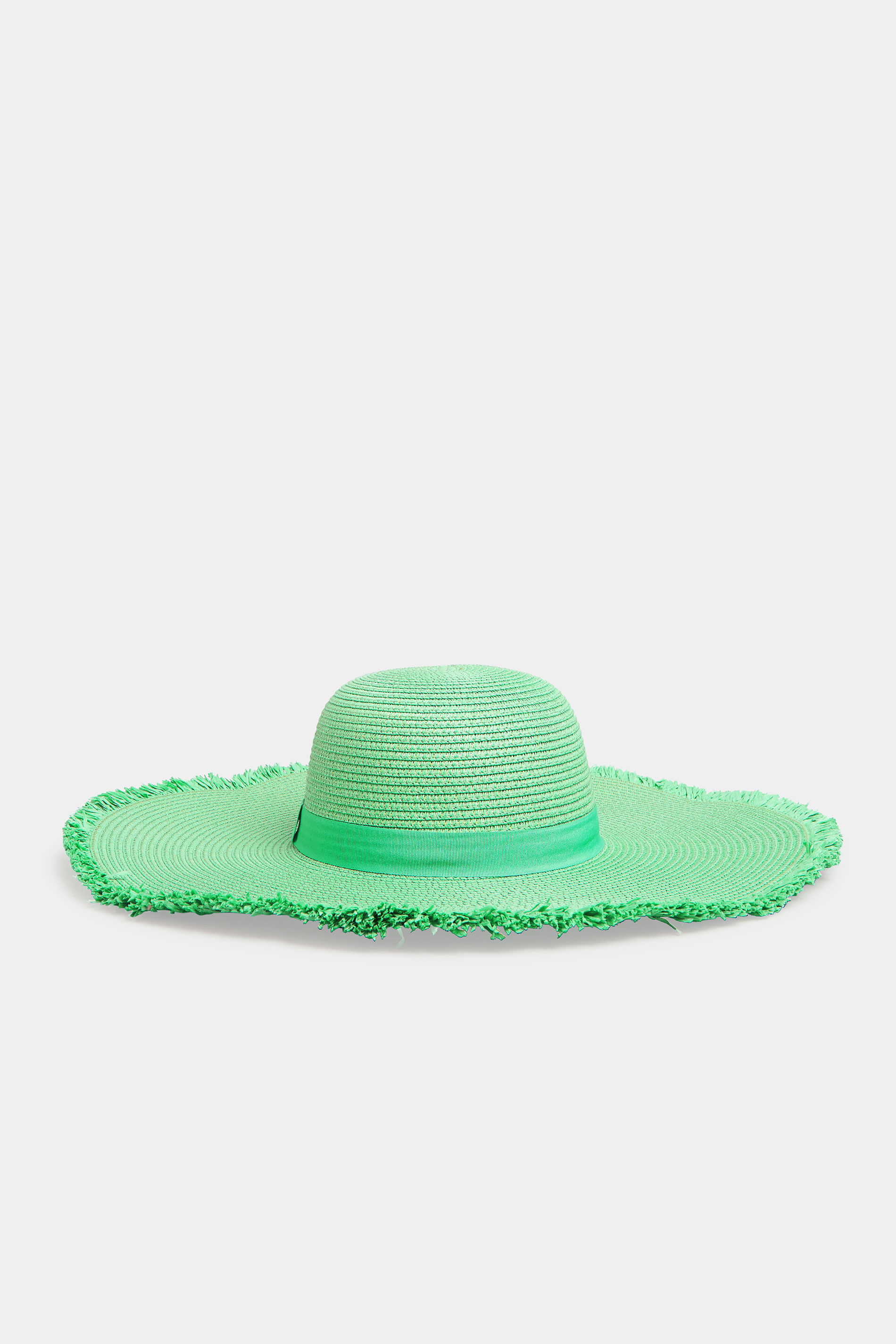 Green Frayed Edge Straw Hat | Yours Clothing  3
