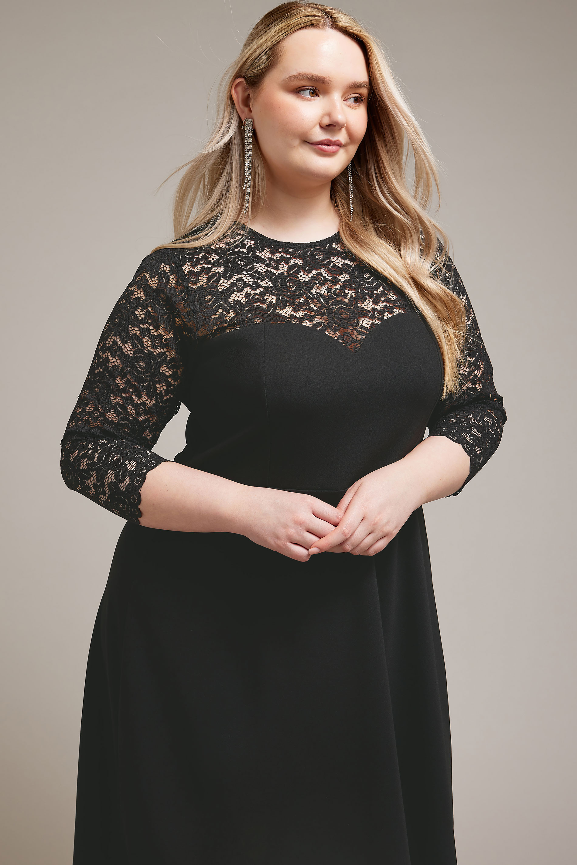 YOURS LONDON Plus Size Black Lace Sweetheart Dress | Yours Clothing 3