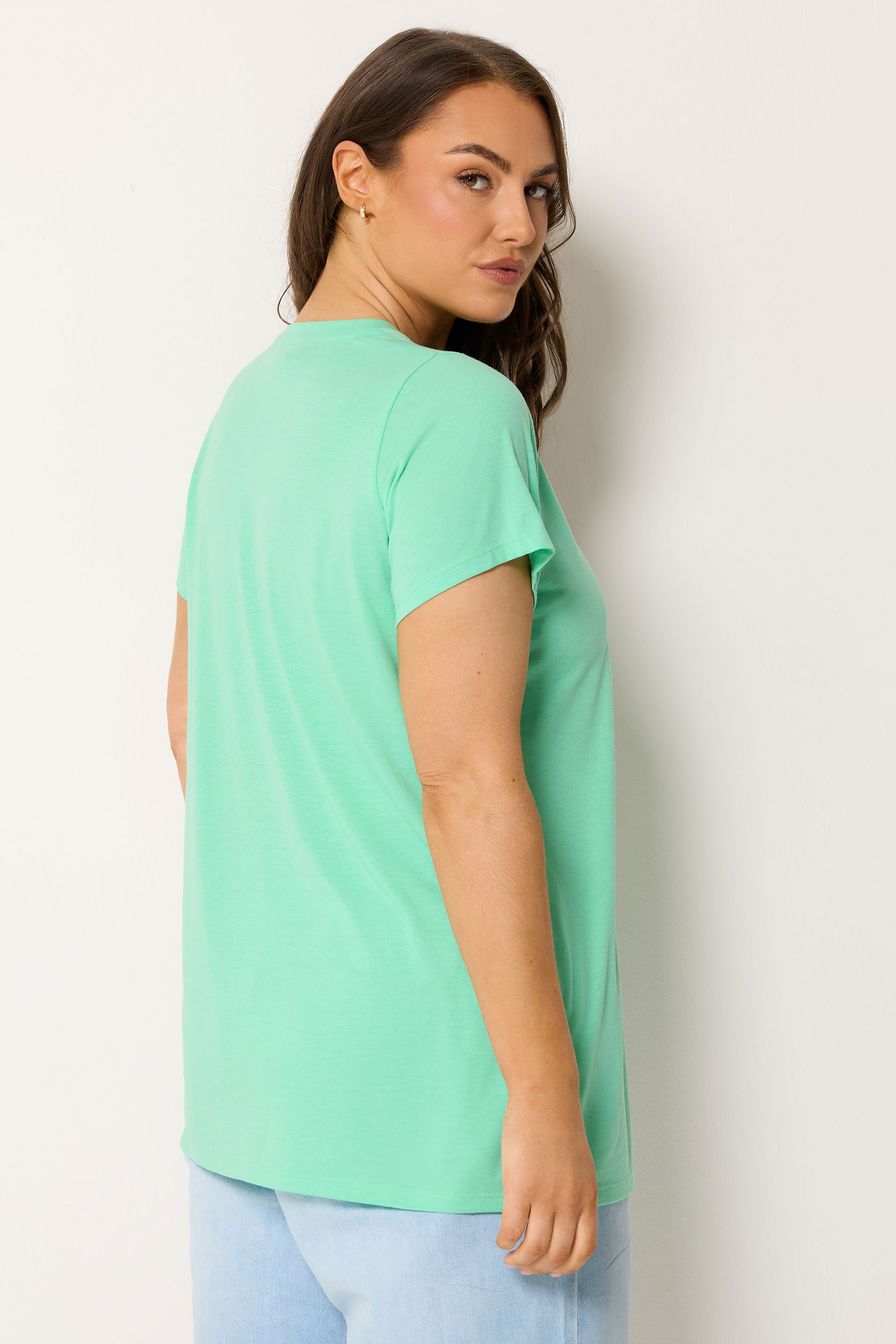 YOURS Plus Size Mint Green Core Basic T-Shirt | Yours Clothing 2