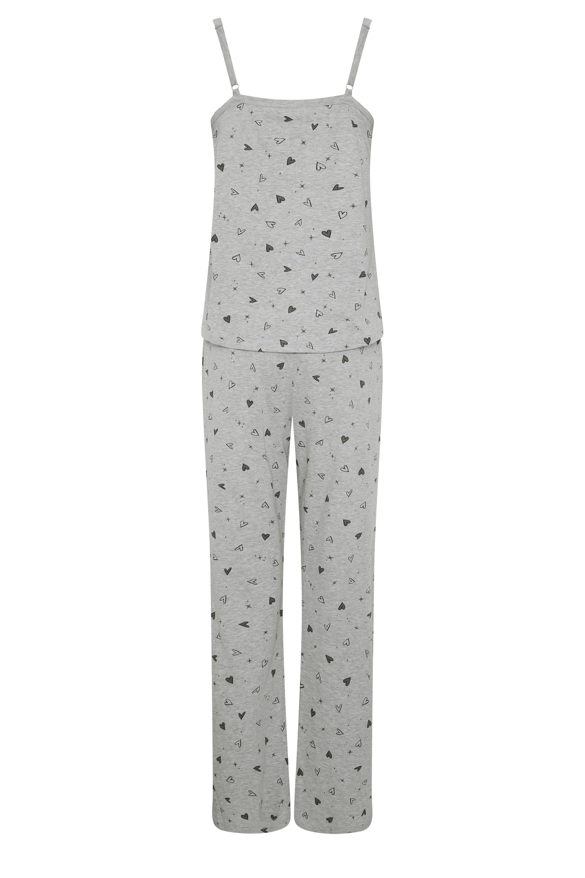 LTS Tall Women's Grey Heart Print Cotton Wide Leg Pyjama Set | Long Tall Sally 2