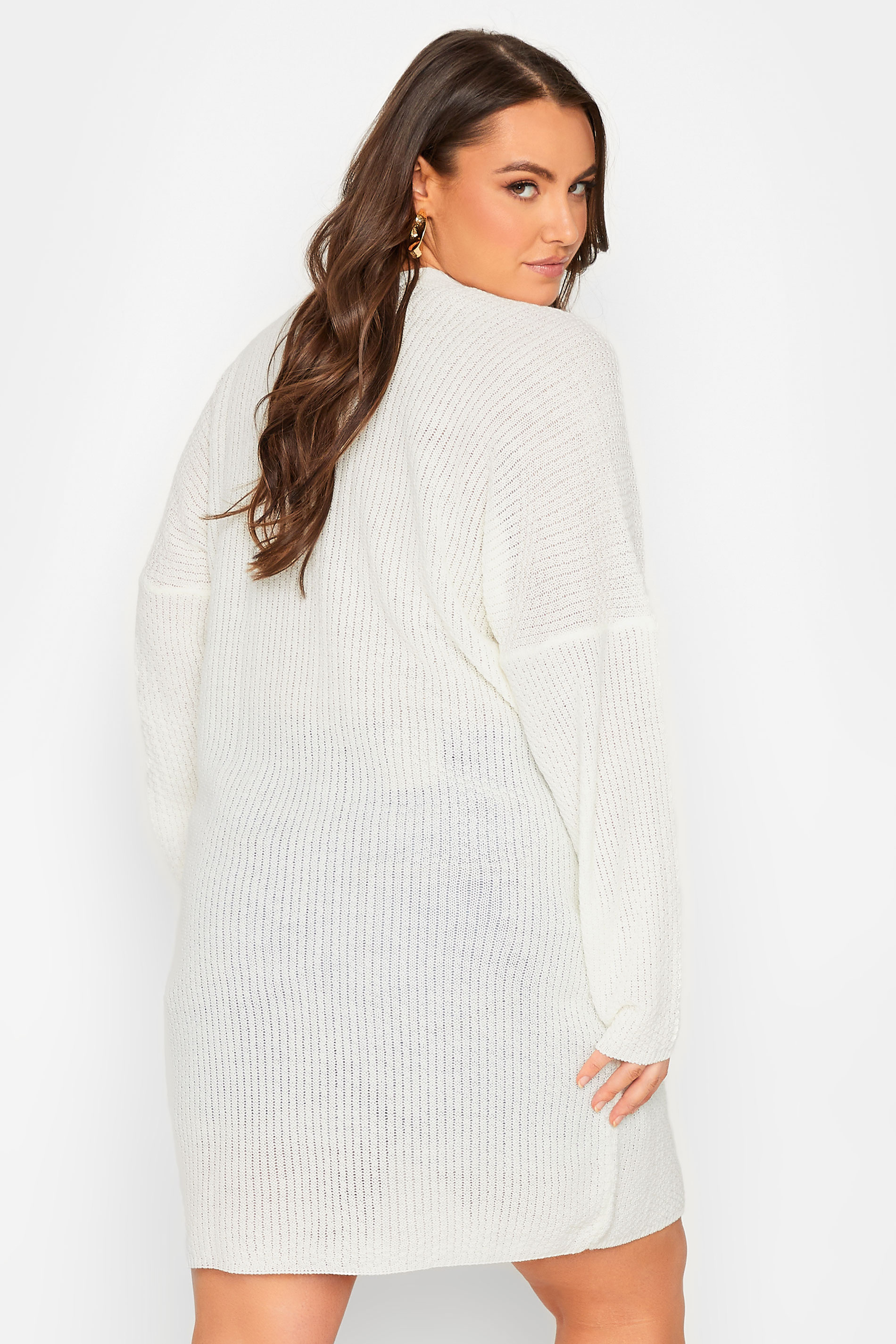 YOURS Curve Plus Size White Pointelle Long Sleeve Cardigan | Yours Clothing  3