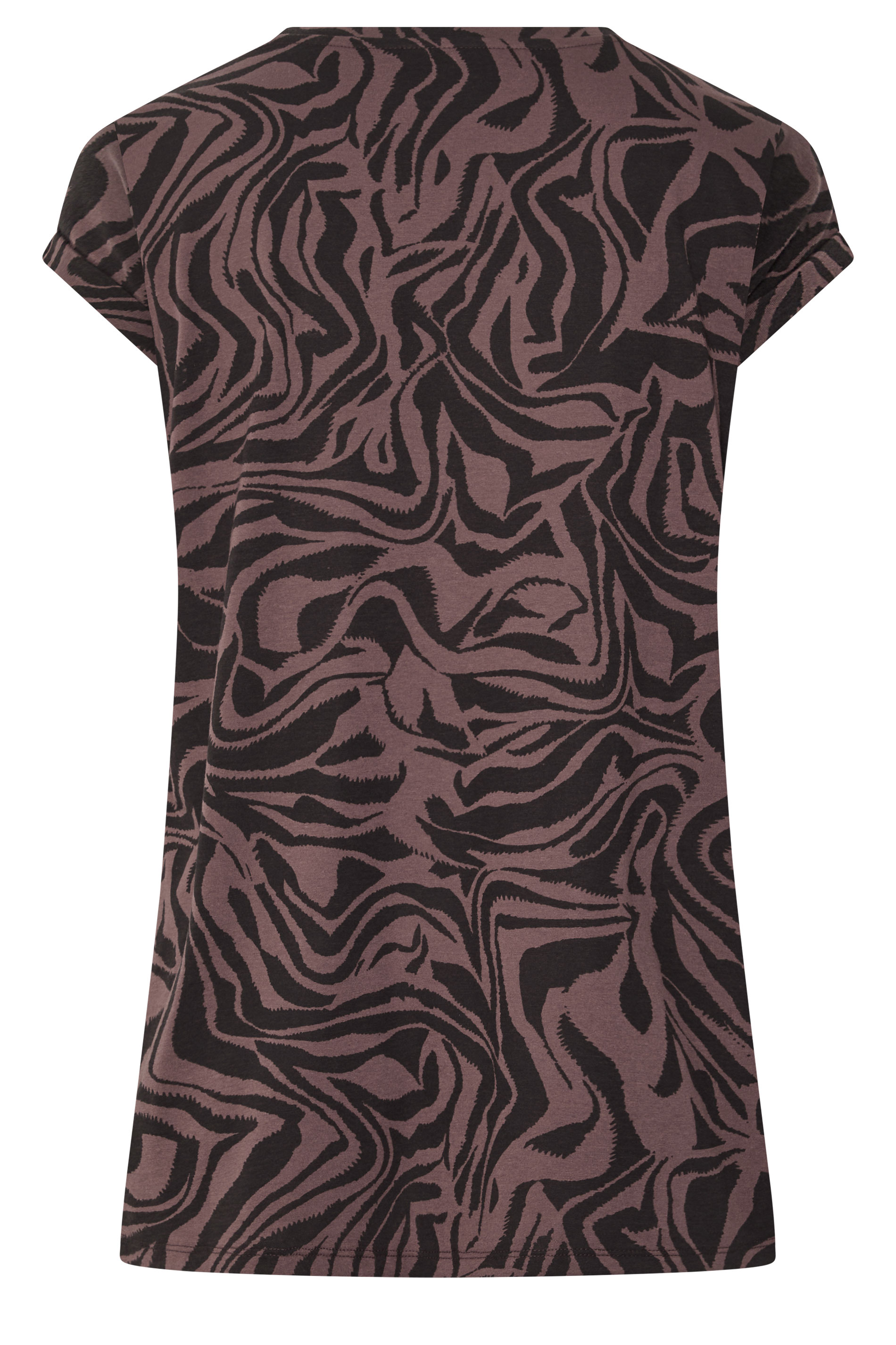 YOURS Plus Size Brown Zebra Print V-Neck T-Shirt | Yours Clothing 2