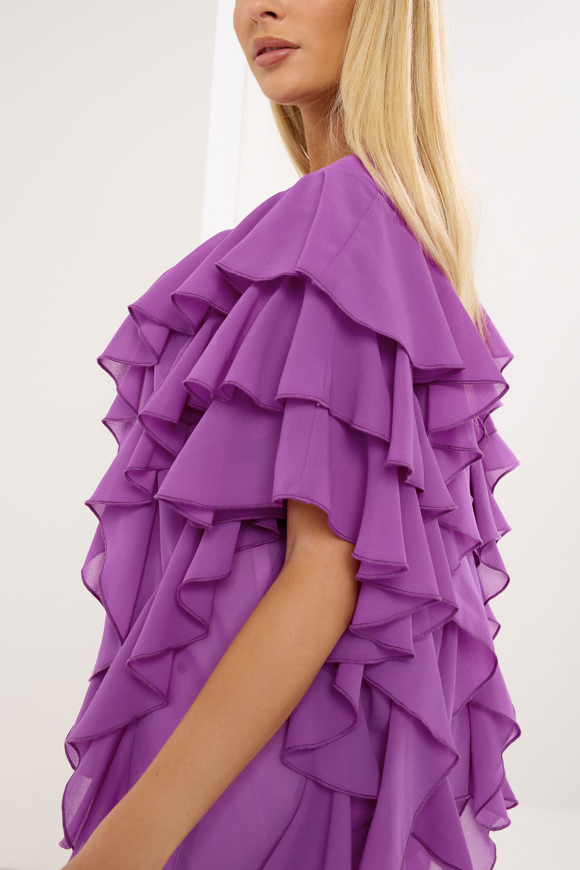 STAR Purple Mesh Ruffle Blouse | StarByJM 4