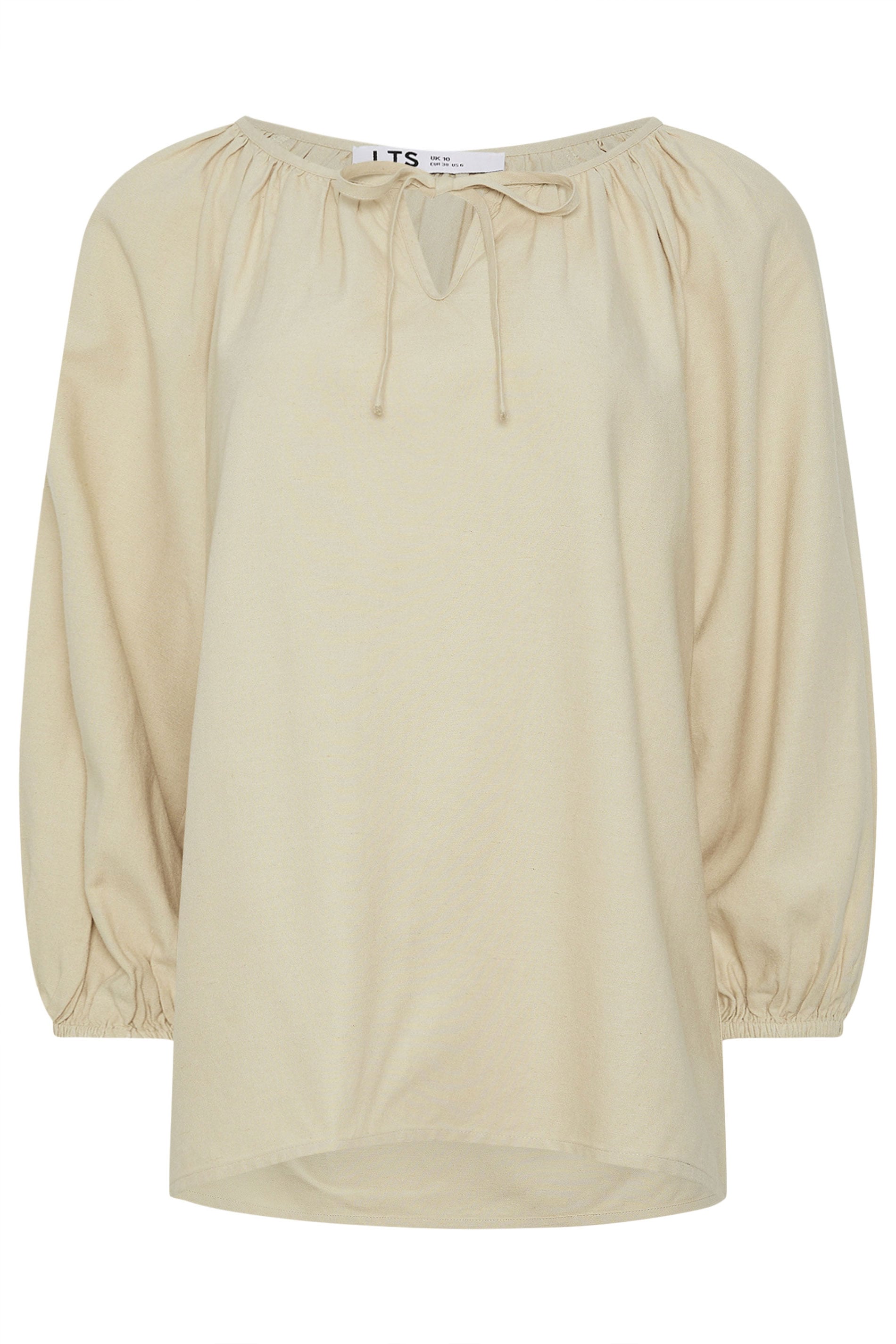 LTS Tall Women's Stone Brown Tie Front Linen Blouse | Long Tall Sally 7
