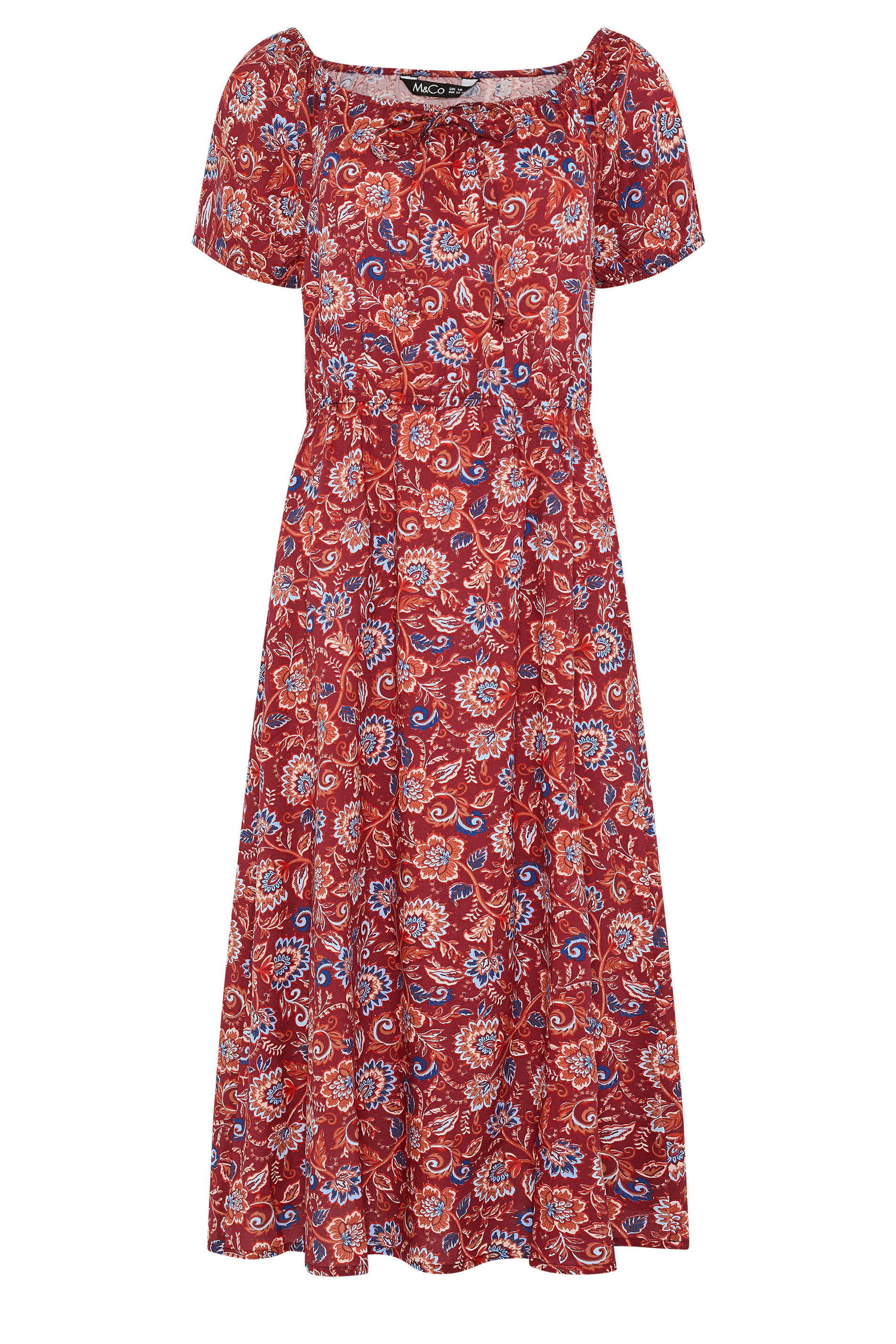 M&Co Red Abstract Print Scoop Neck Dress | M&Co 5