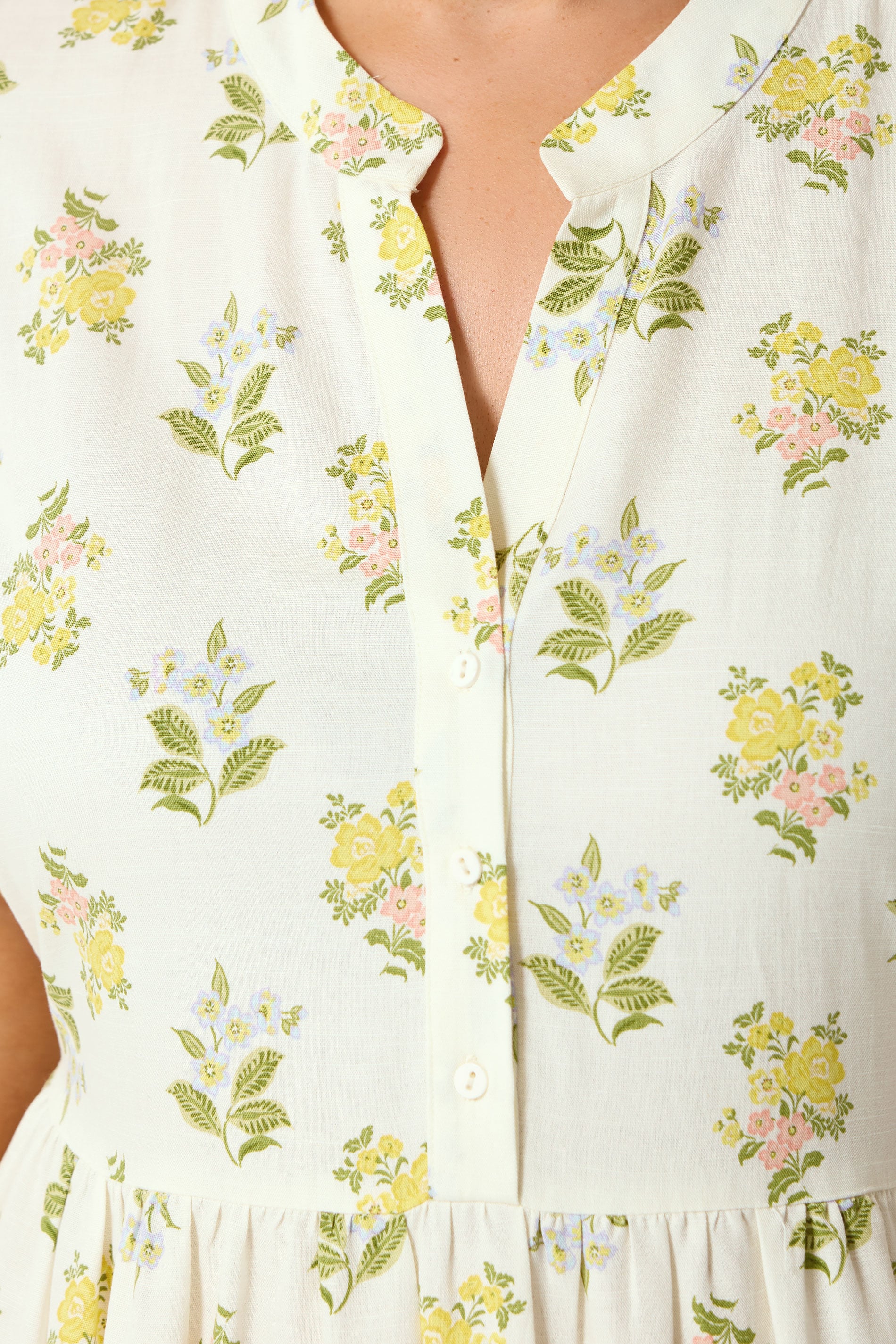 YOURS plus size White Floral Half Placket Midi Dress 4