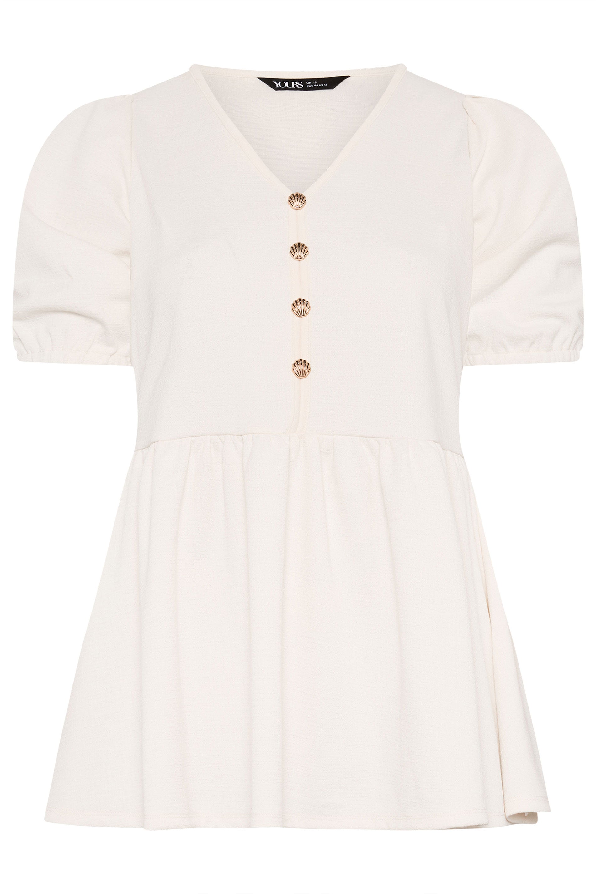 YOURS Plus Size White Peplum Shell Detail Top | Yours Clothing 5