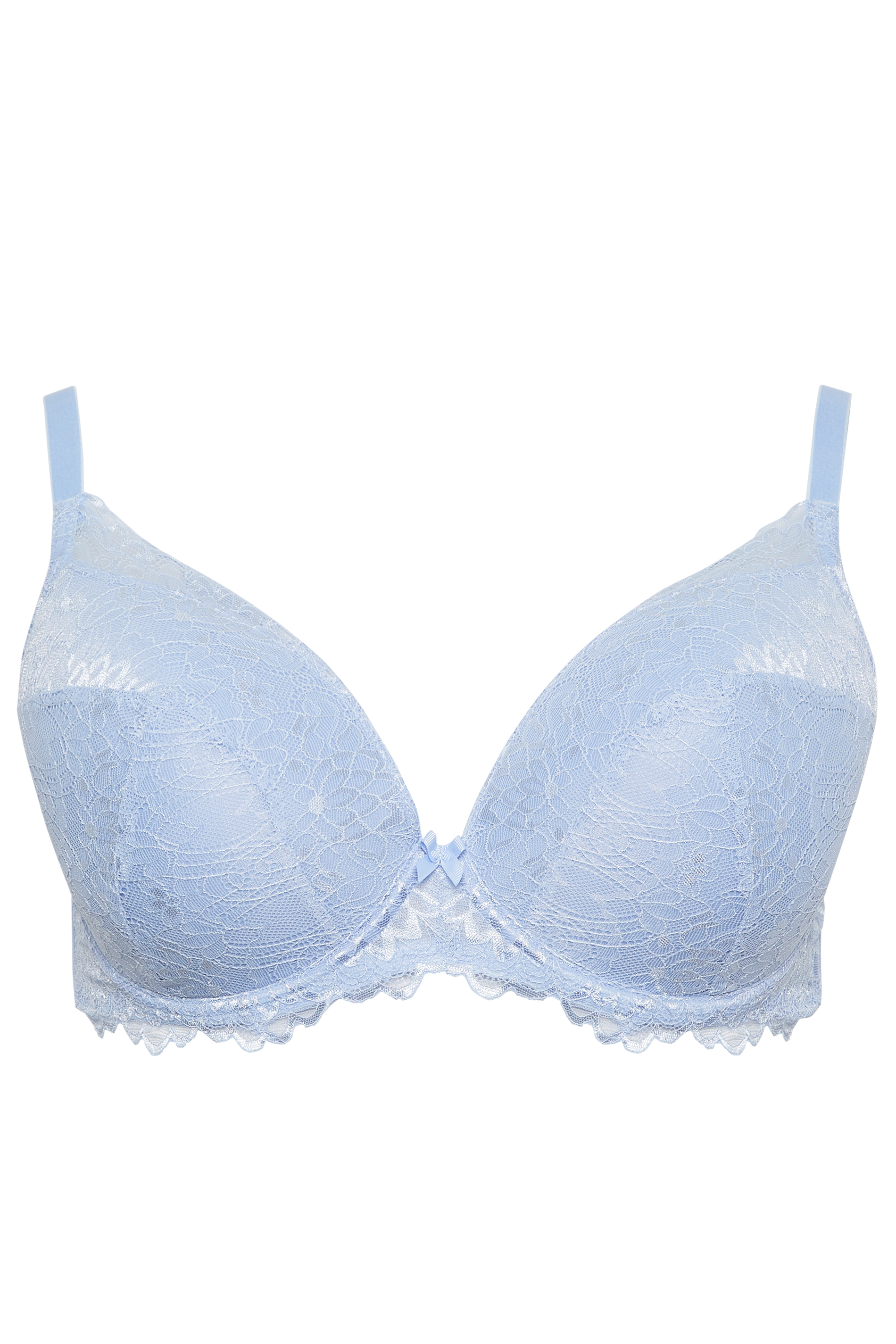 Blue Lace Padded Underwired Plunge Bra
