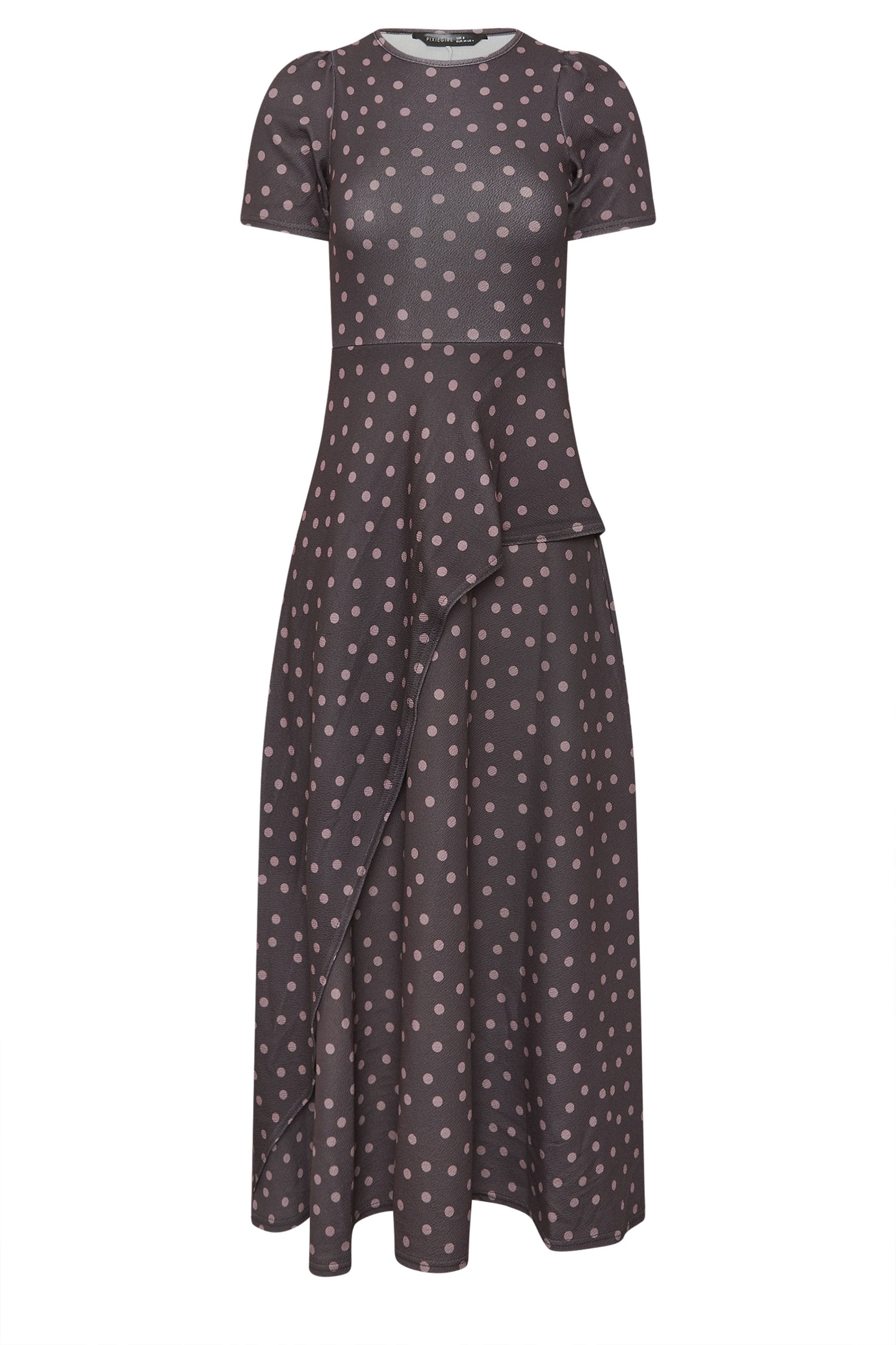 PixieGirl Petite Women's Chocolate Brown Polka Dot Maxi Dress | PixieGirl 5