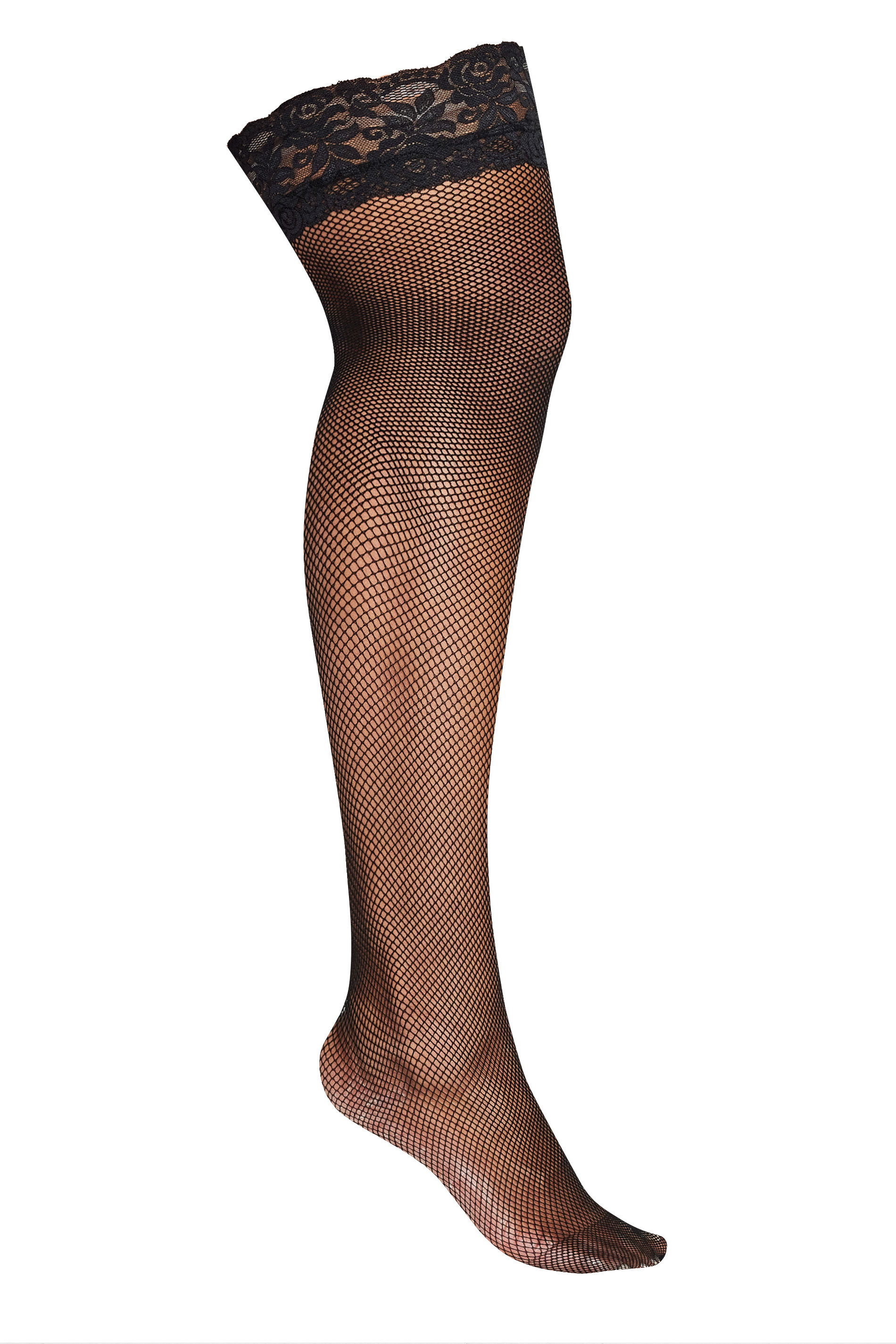 Black Fish Net Lace Top Hold Ups 3