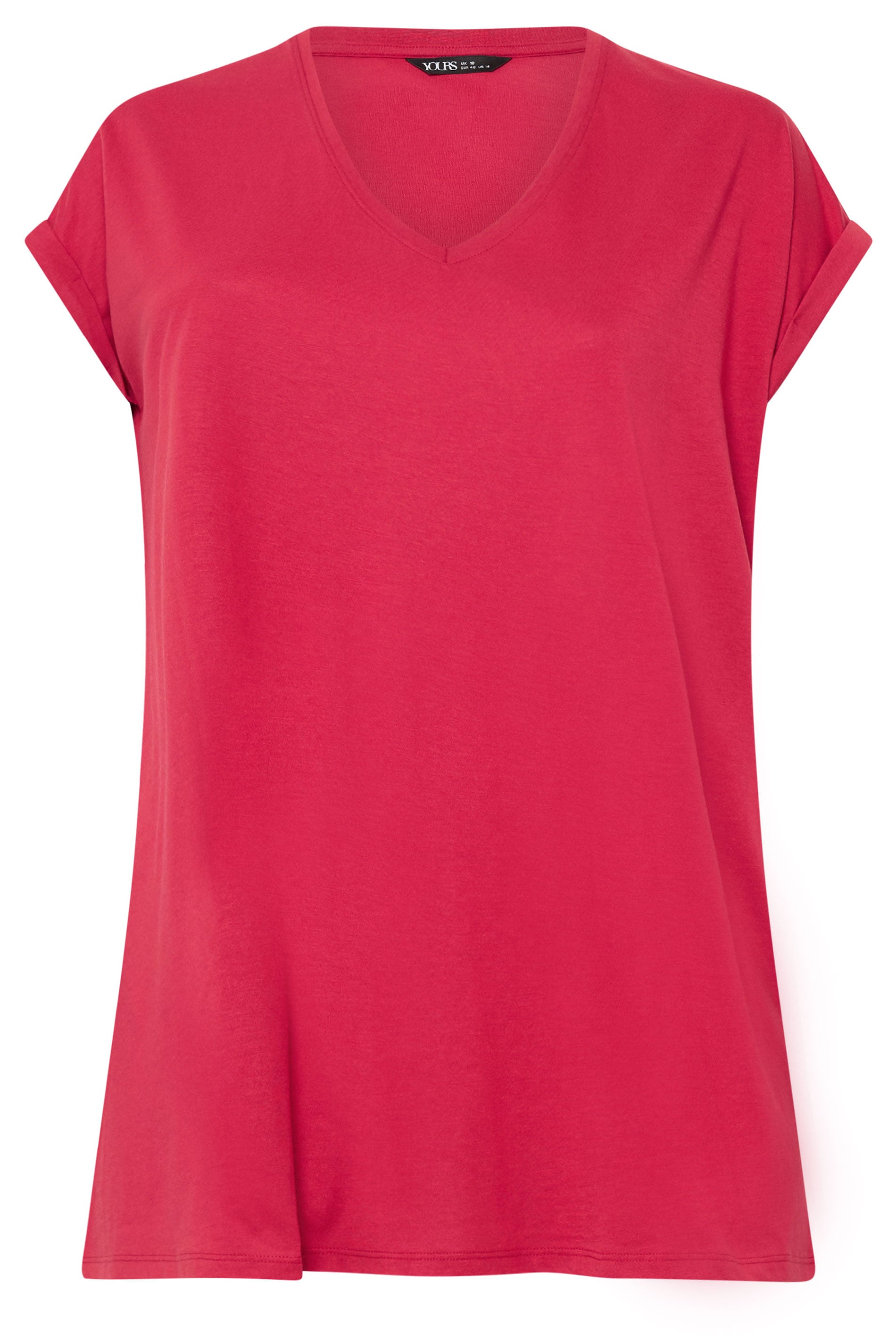 YOURS Plus Size Red V-Neck Basic T-Shirt | Yours Clothing 5