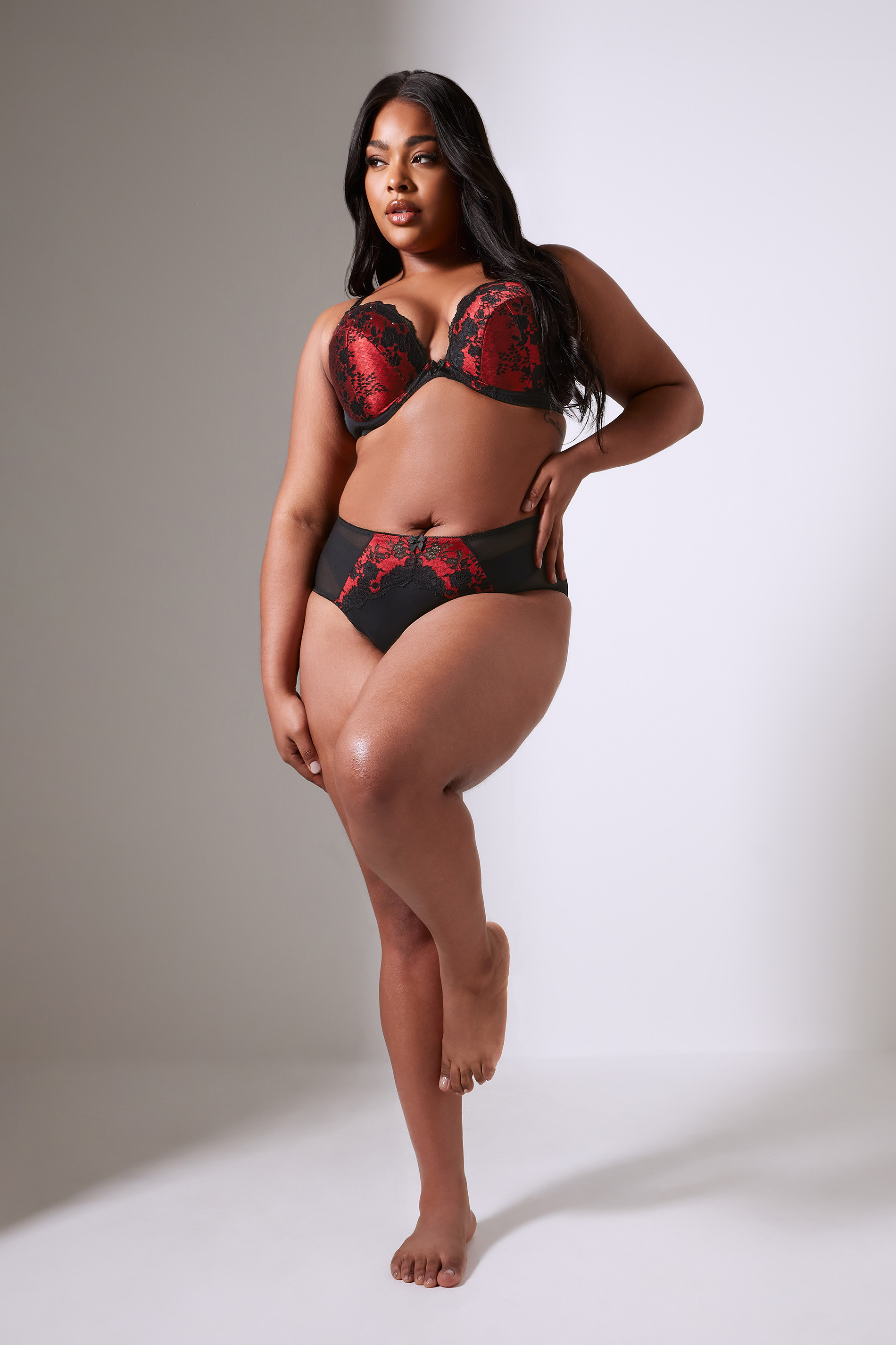 YOURS Plus Size Black Lace Front Briefs | Yours Clothing 2
