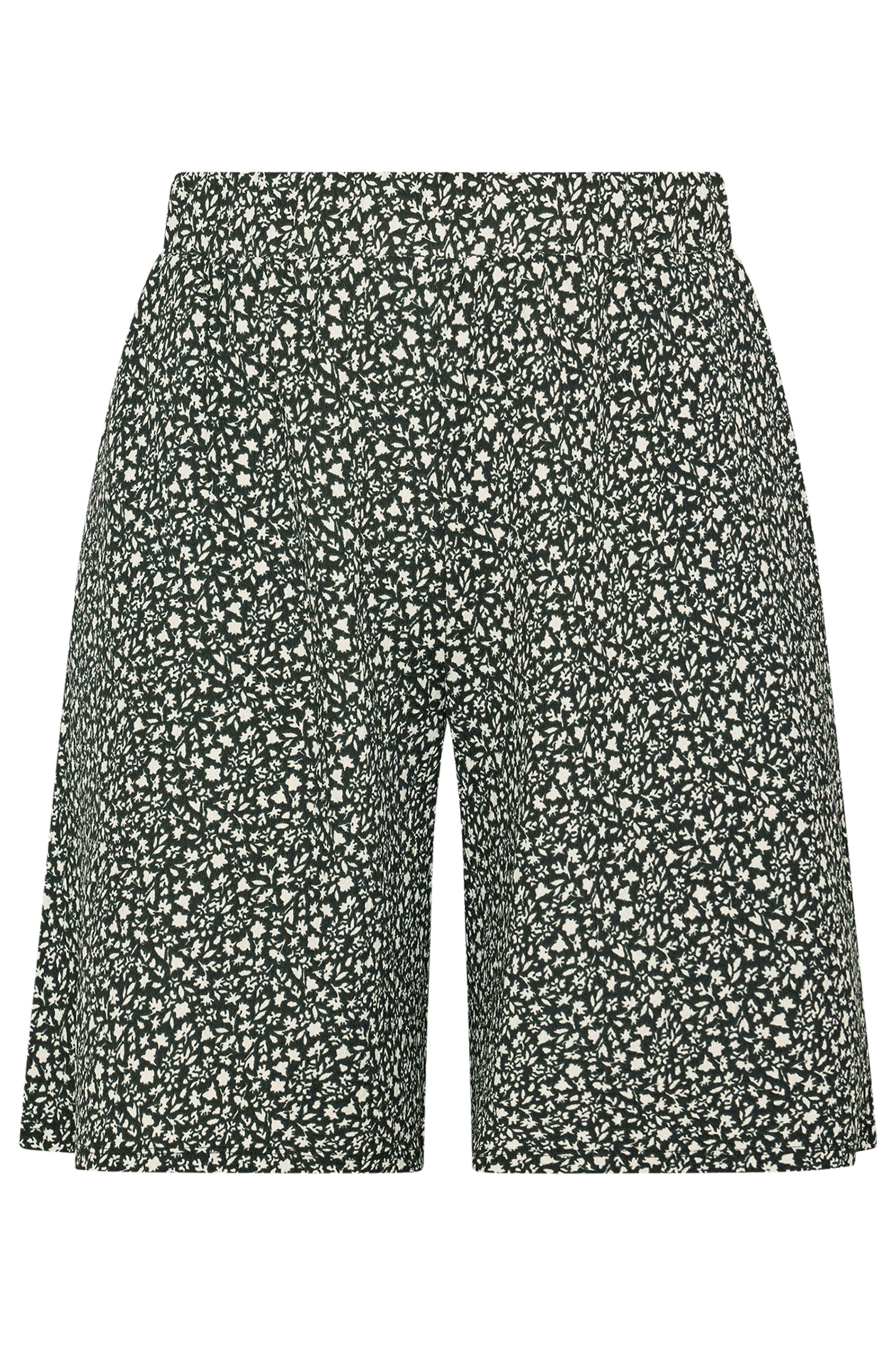 YOURS Plus Size Black Ditsy Floral Textured Shorts | Yours Clothing 5