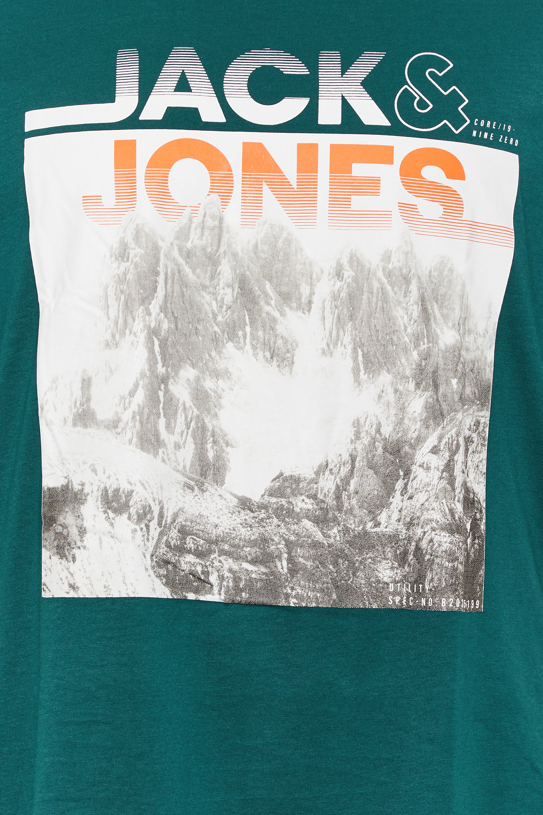 JACK & JONES Big & Tall Teal Green Logo Mountain Print T-Shirt | BadRhino 2