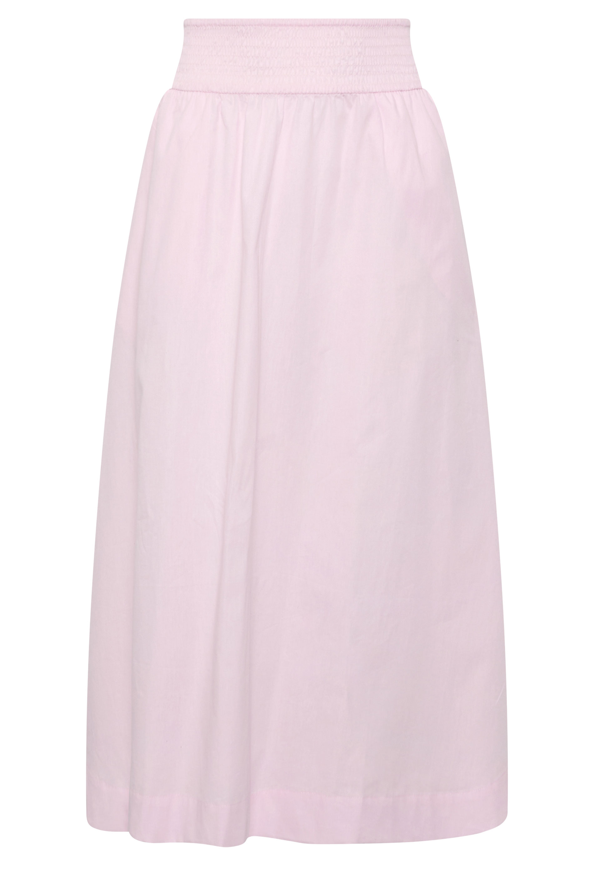 PixieGirl Petite Women's Baby Pink Poplin Shirred Cotton Maxi Skirt | PixieGirl 5