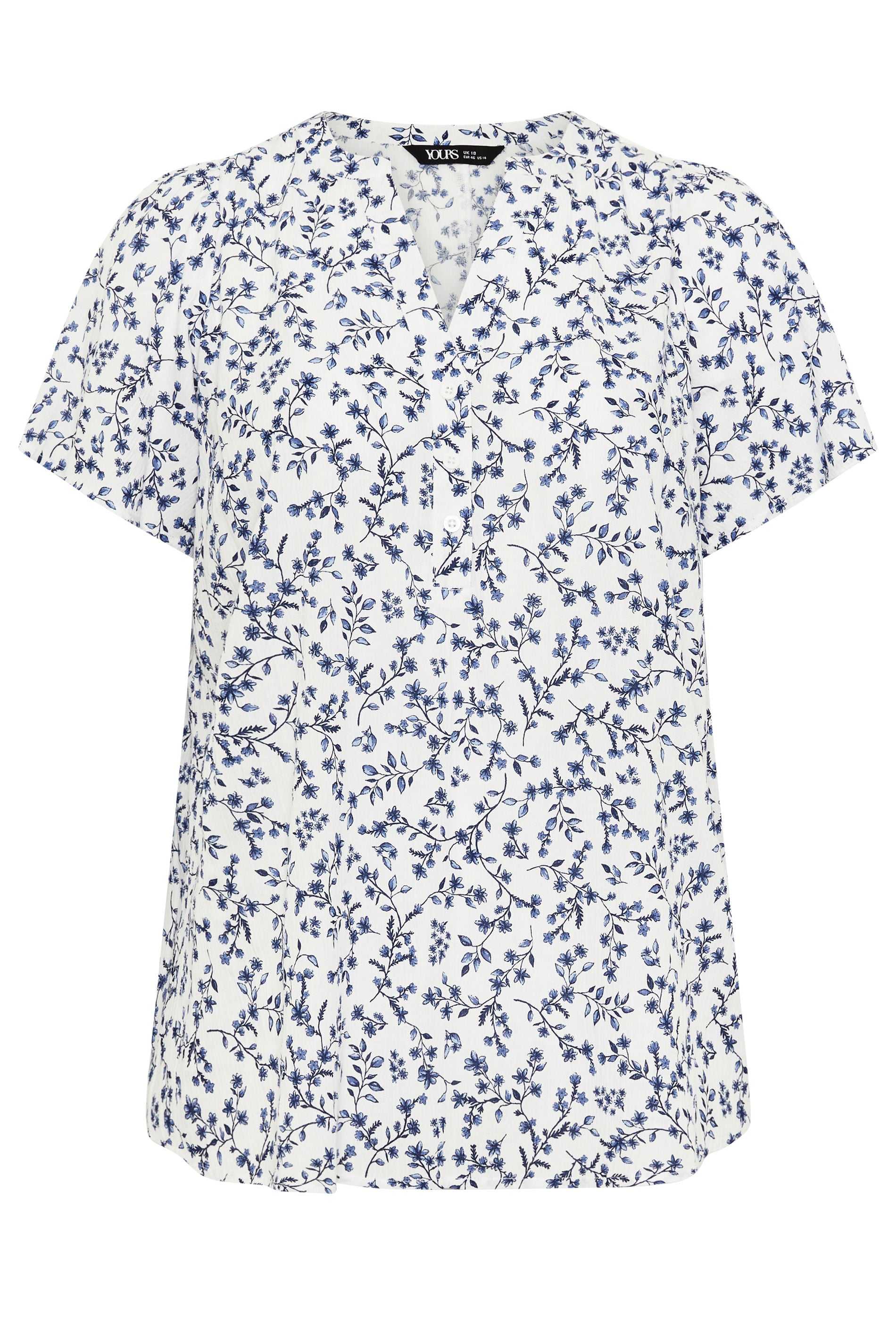 YOURS Plus Size White Ditsy Floral Notch Neck Top | Yours Clothing 5