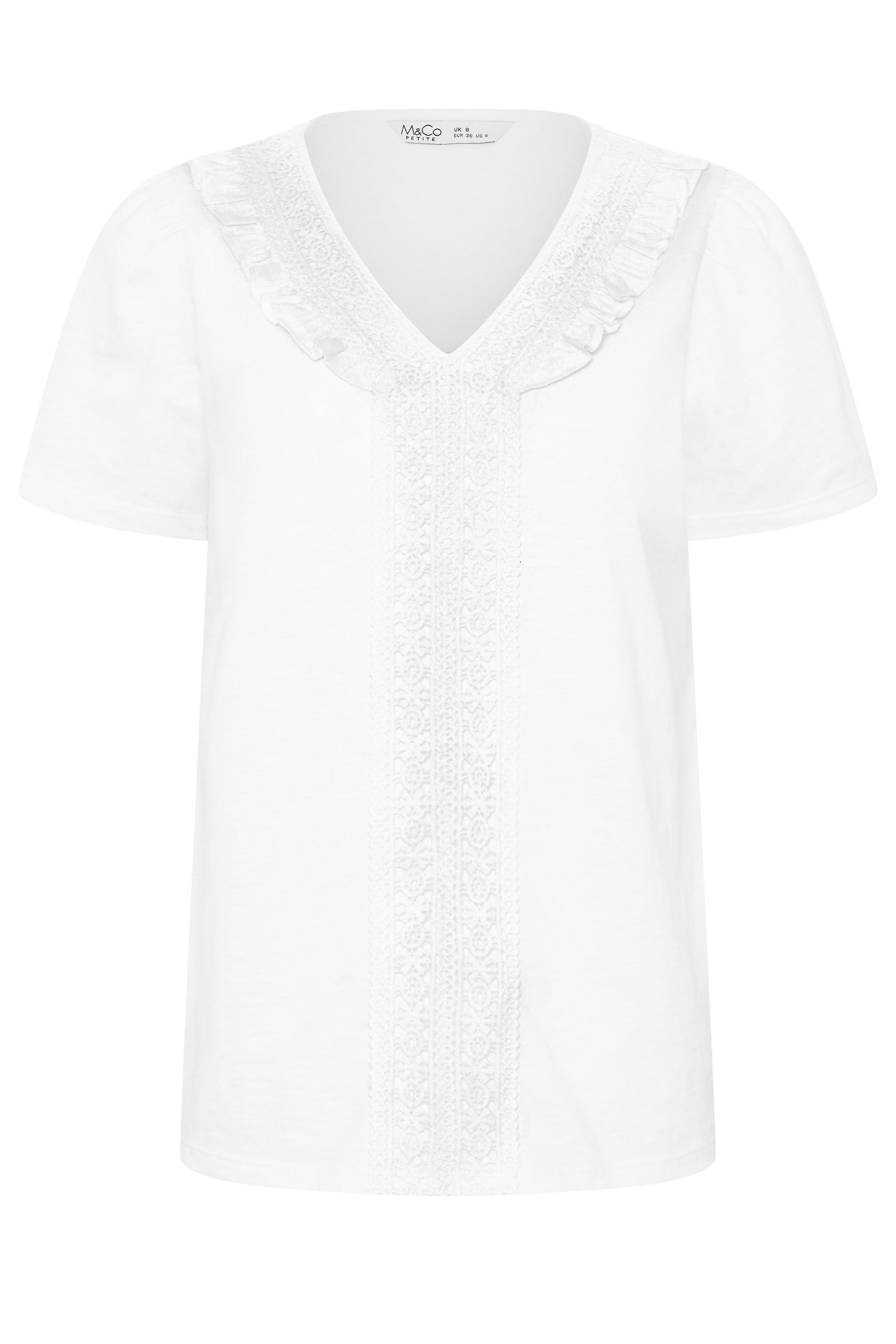 M&Co Petite White Embroidered Trim Cotton Blouse | M&Co 5