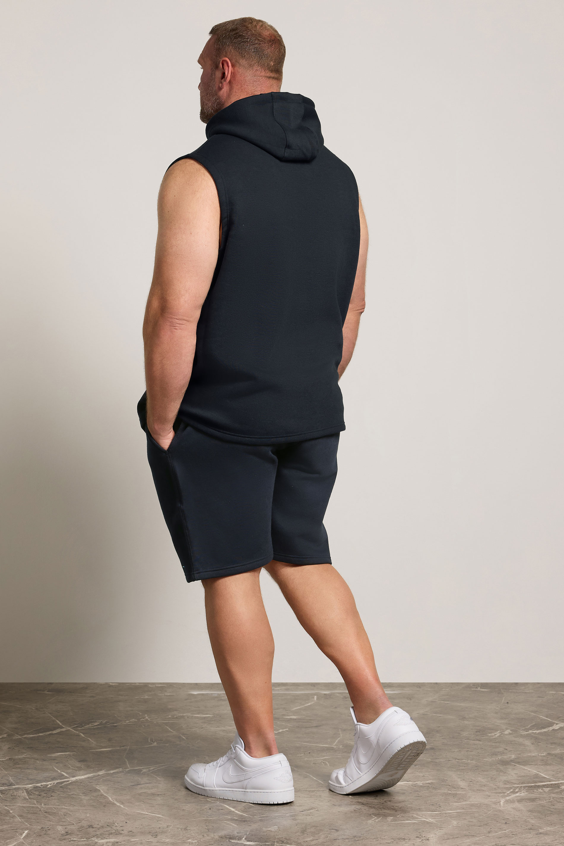 BadRhino Big & Tall Navy Blue Sleeveless Hoodie & Short Set | BadRhino 2