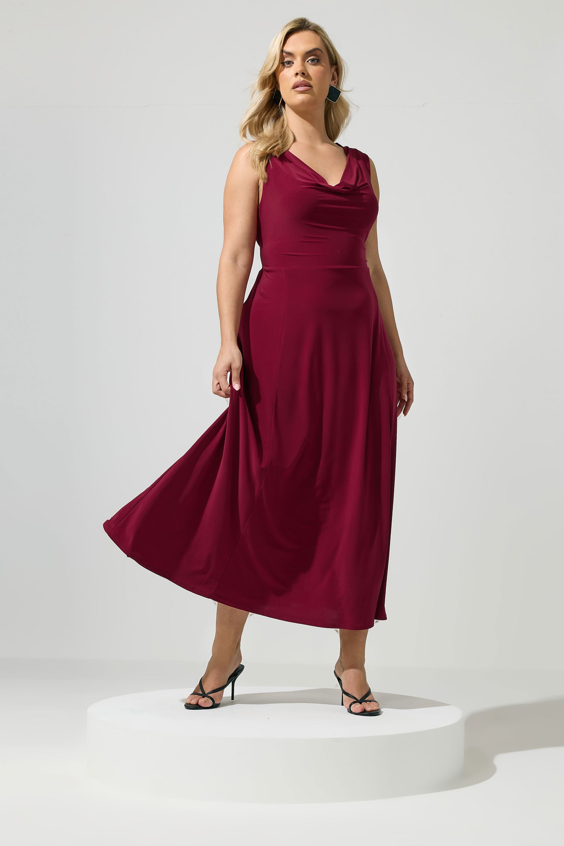 YOURS LONDON Plus Size Wine Red Drape Front Maxi Dress | Yours Clothing 3