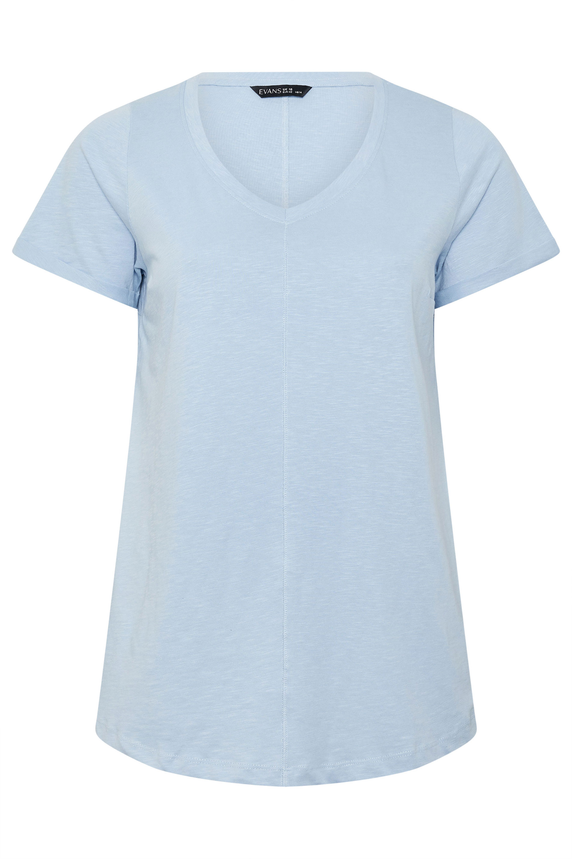 EVANS Plus Size 2 Pack Blue & White Cotton T-shirts | Evans 8